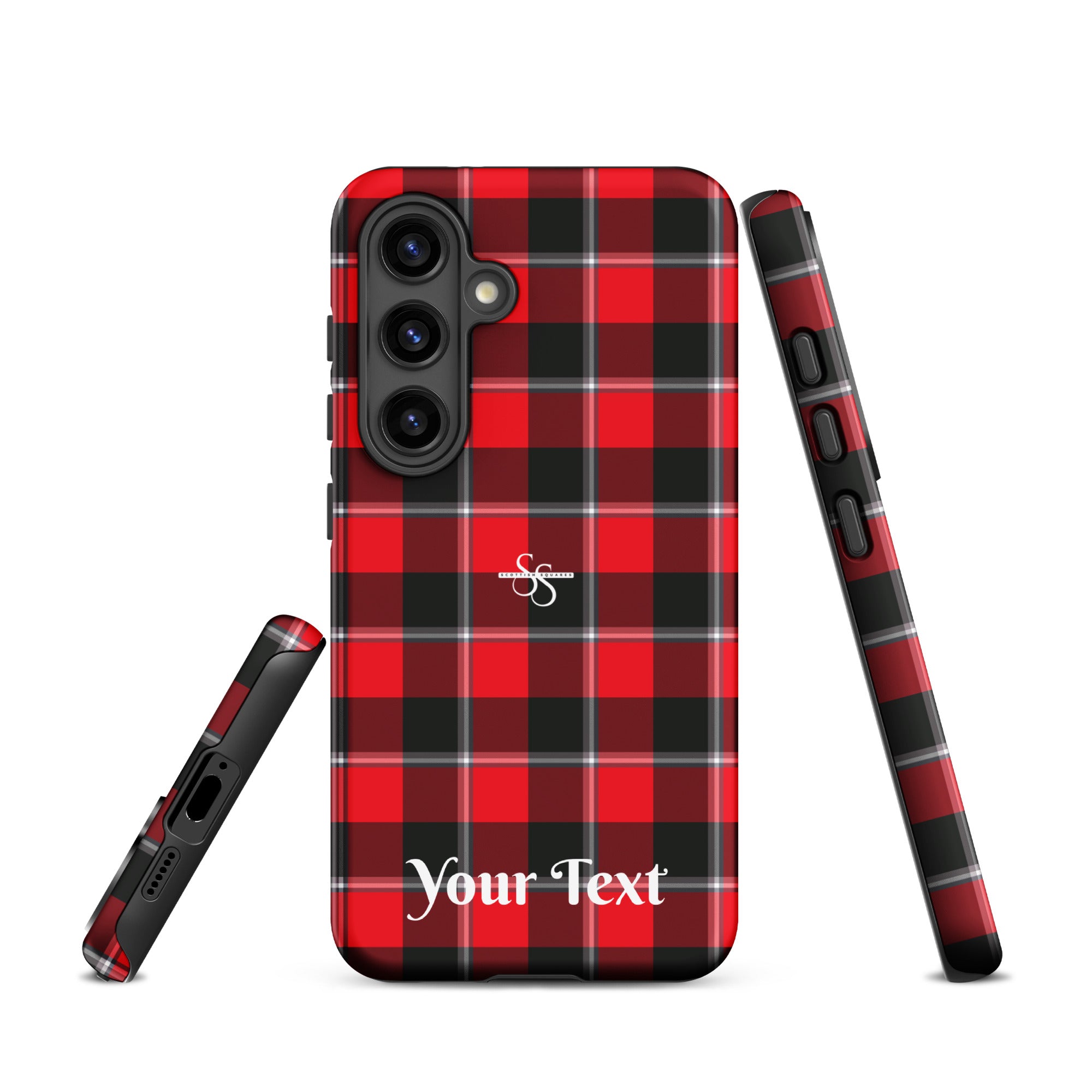 Personalized Red Ribbon and Heavy Metal Plaid Samsung Tough Case - Scottish Squares
