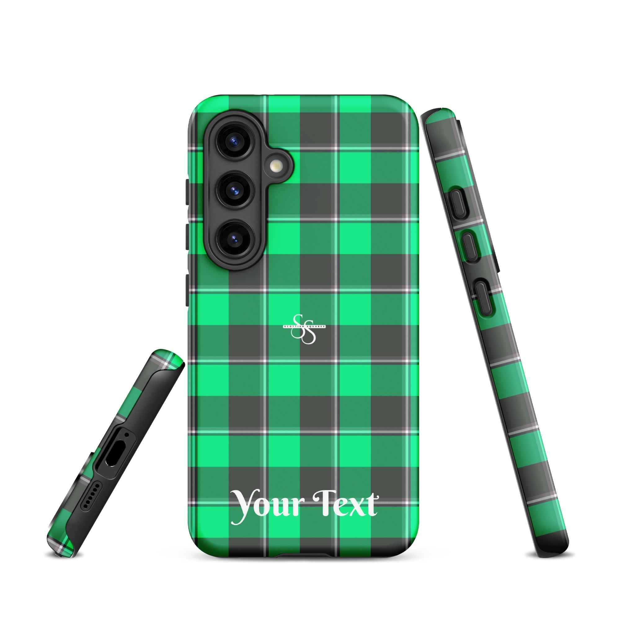 Personalized Spring Green and Finlandia Plaid Samsung Tough Case - Scottish Squares