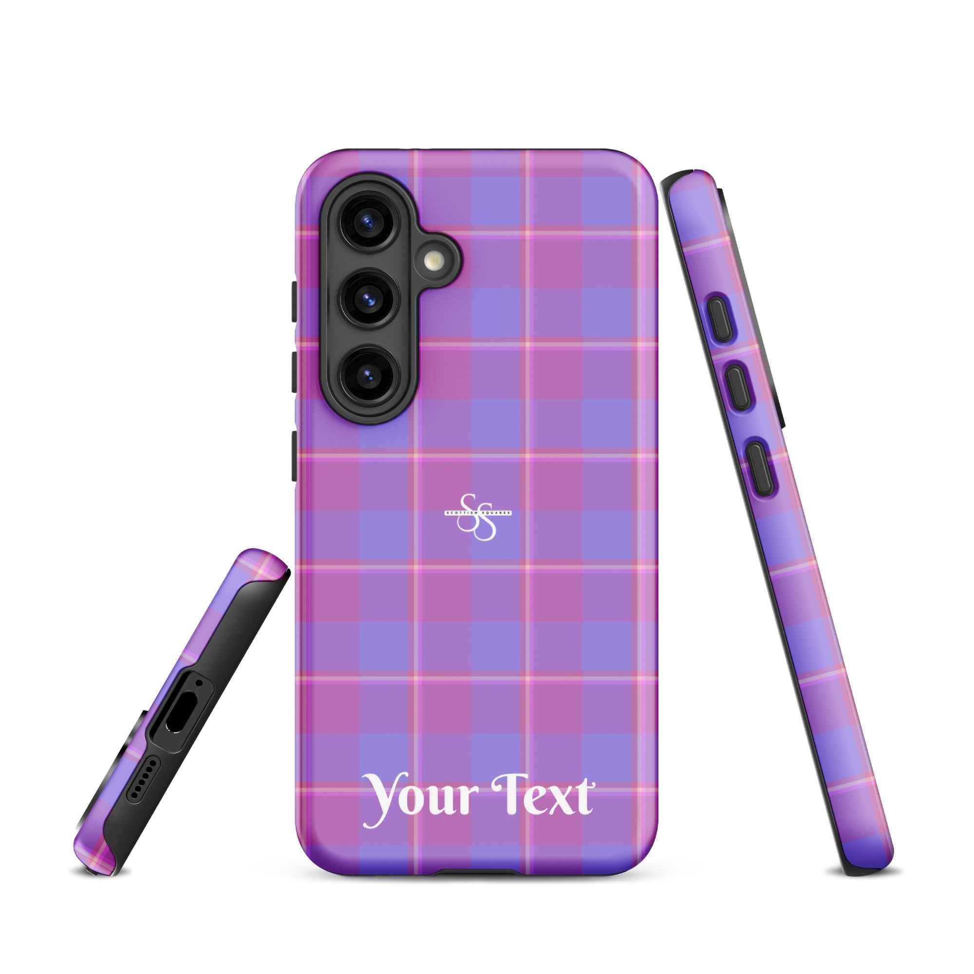 Personalized Viola and Dull Lavender Plaid Samsung Tough Case - Scottish Squares