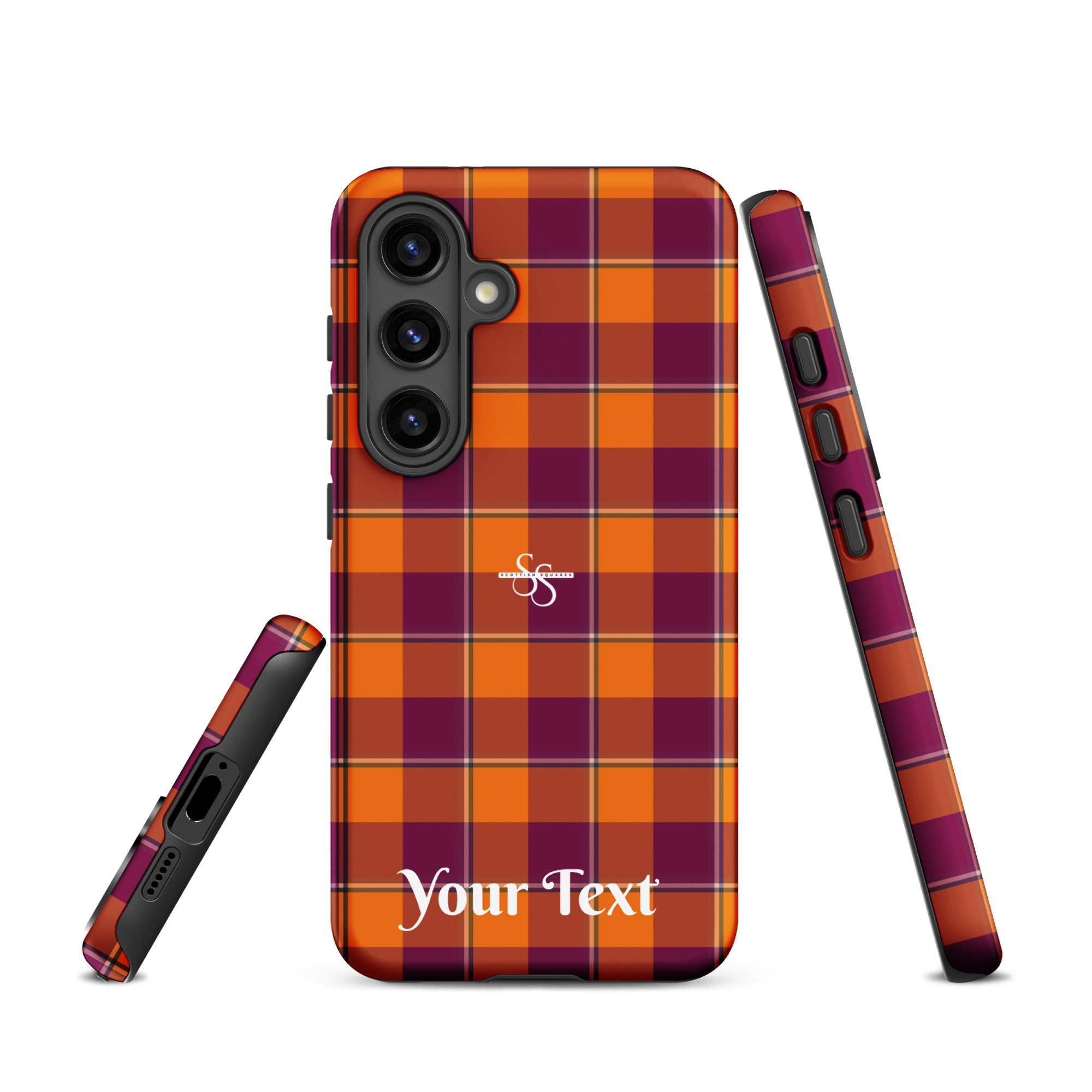 Personalized Tahiti Gold and Rose Bud Cherry Plaid Samsung Tough Case - Scottish Squares