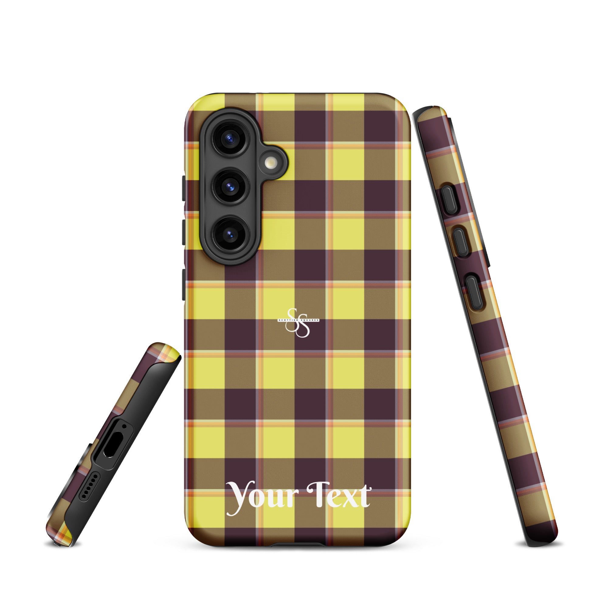 Personalized Flax and Livid Brown Plaid Samsung Tough Case - Scottish Squares
