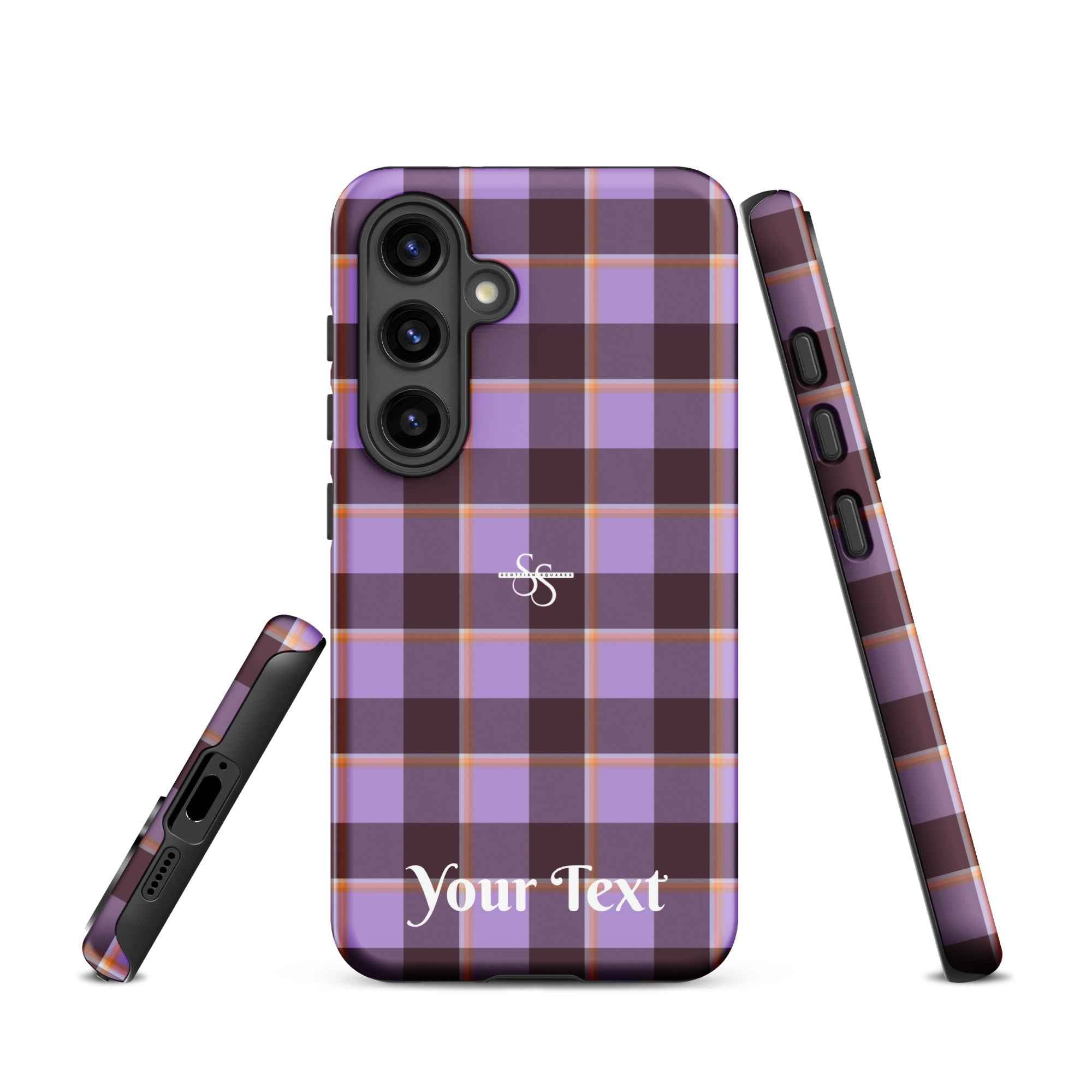 Personalized Light Wisteria and Livid Brown Plaid Samsung Tough Case - Scottish Squares