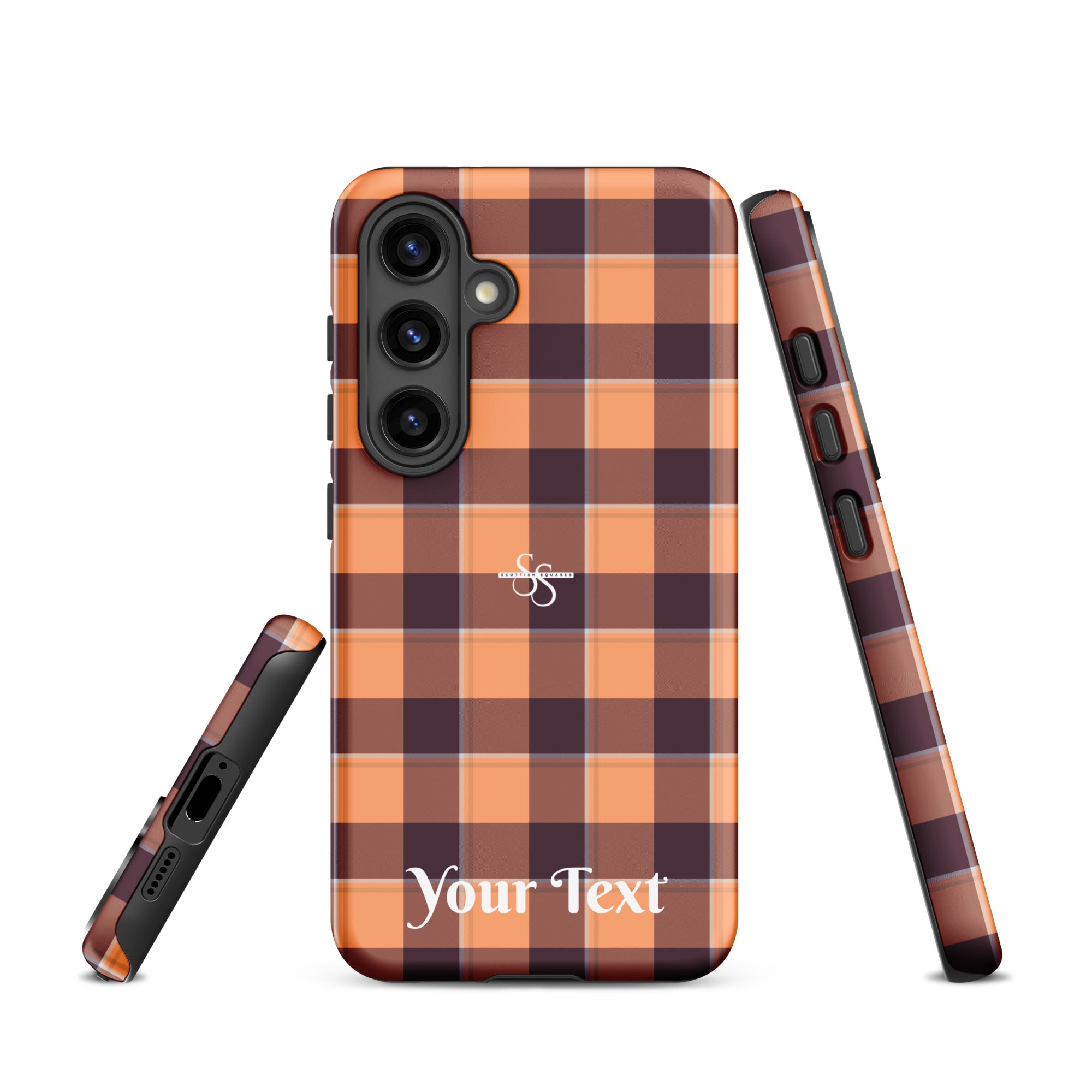 Personalized Hit Pink and Livid Brown Plaid Samsung Tough Case - Scottish Squares