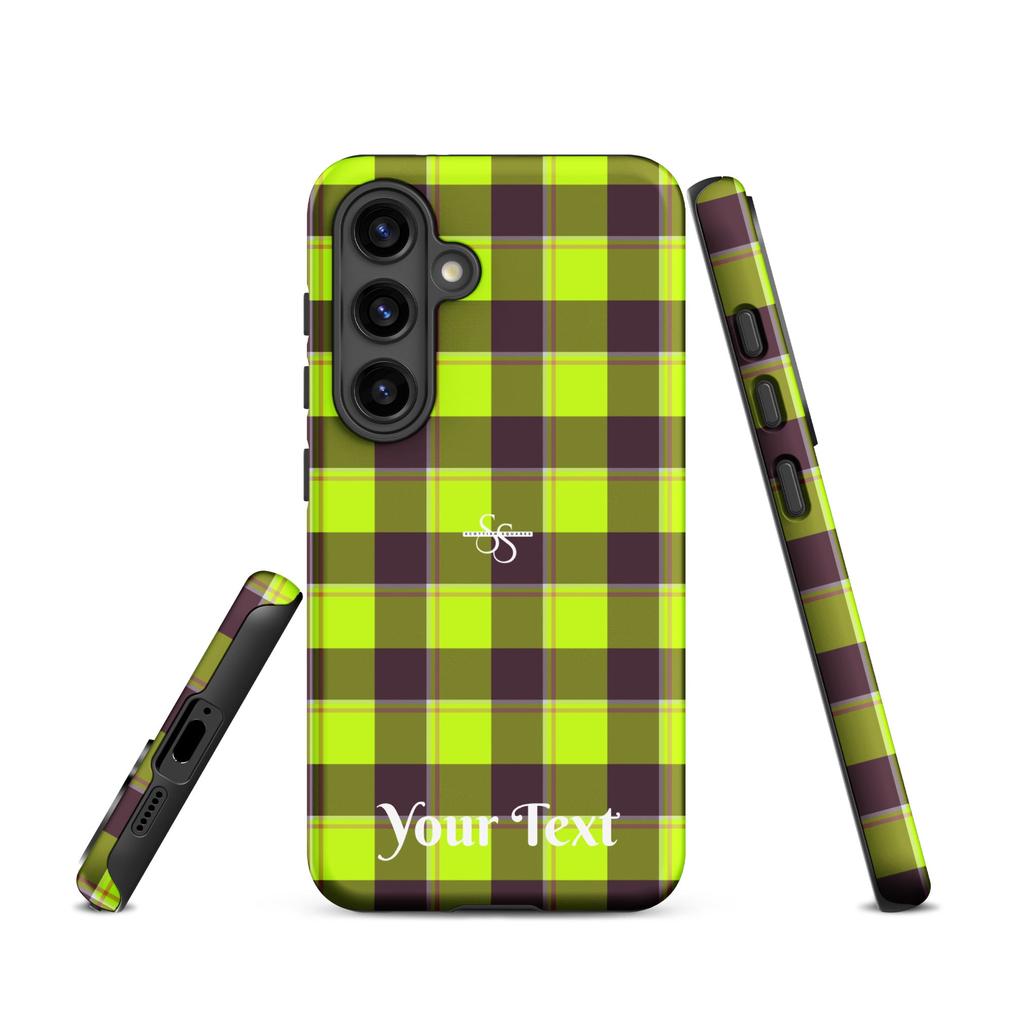 Personalized Electric Lime and Livid Brown Plaid Samsung Tough Case - Scottish Squares