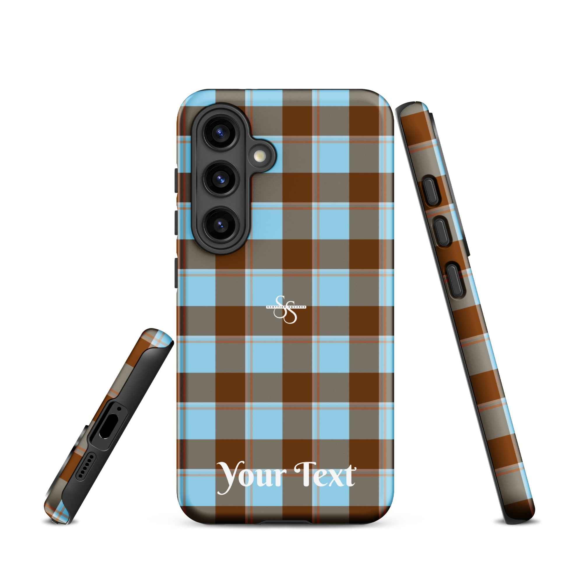 Personalized Blizzard Blue and Livid Brown Plaid Samsung Tough Case - Scottish Squares