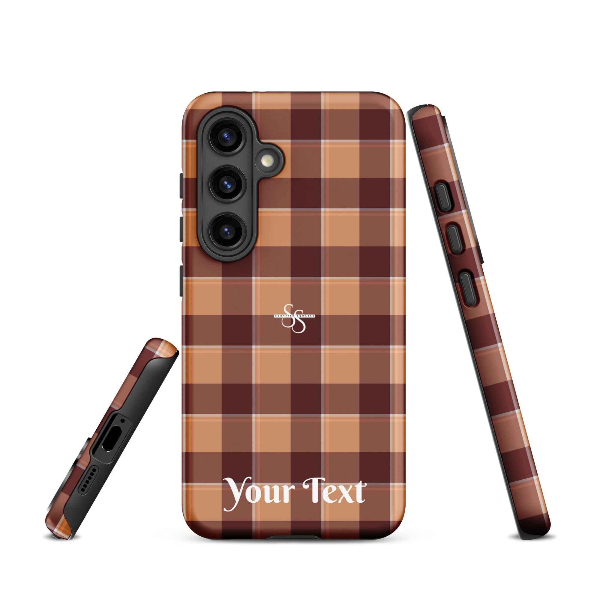 Personalized Whiskey and Livid Brown Plaid Samsung Tough Case - Scottish Squares