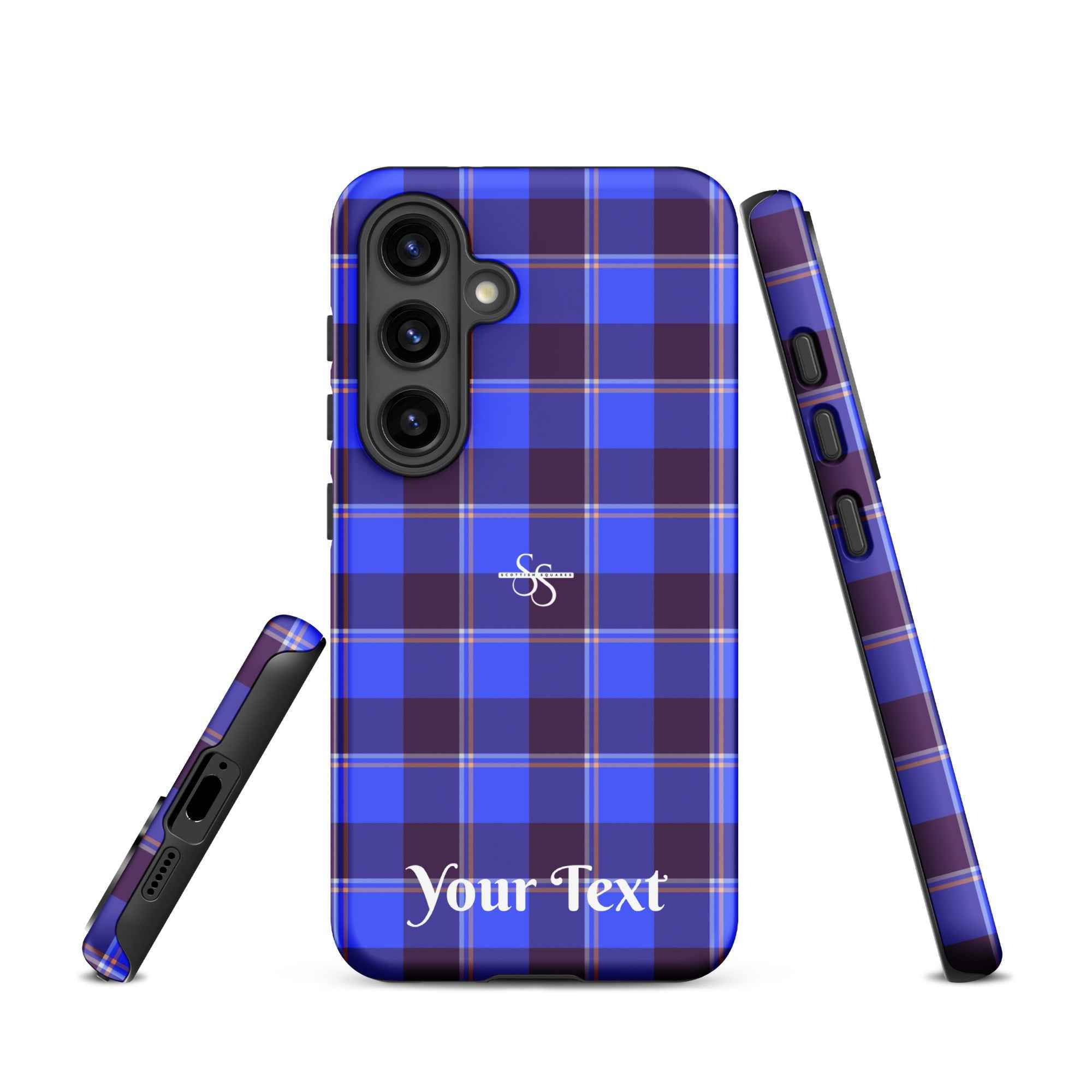 Personalized Cornflower Blue and Livid Brown Plaid Samsung Tough Case - Scottish Squares