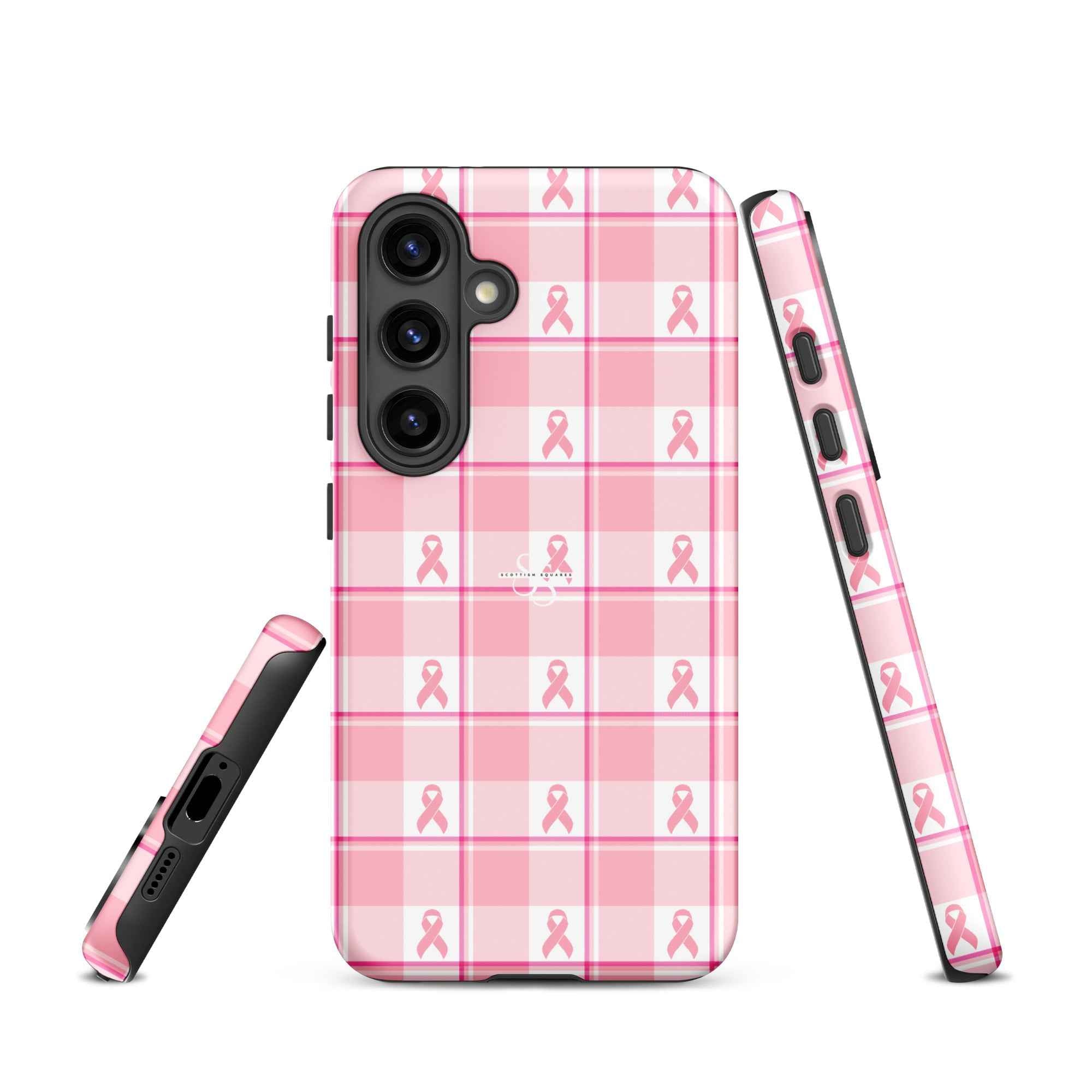 Tough Case for Samsung Breast Cancer Awareness Plaid Samsung Galaxy S24 - Scottish Squares