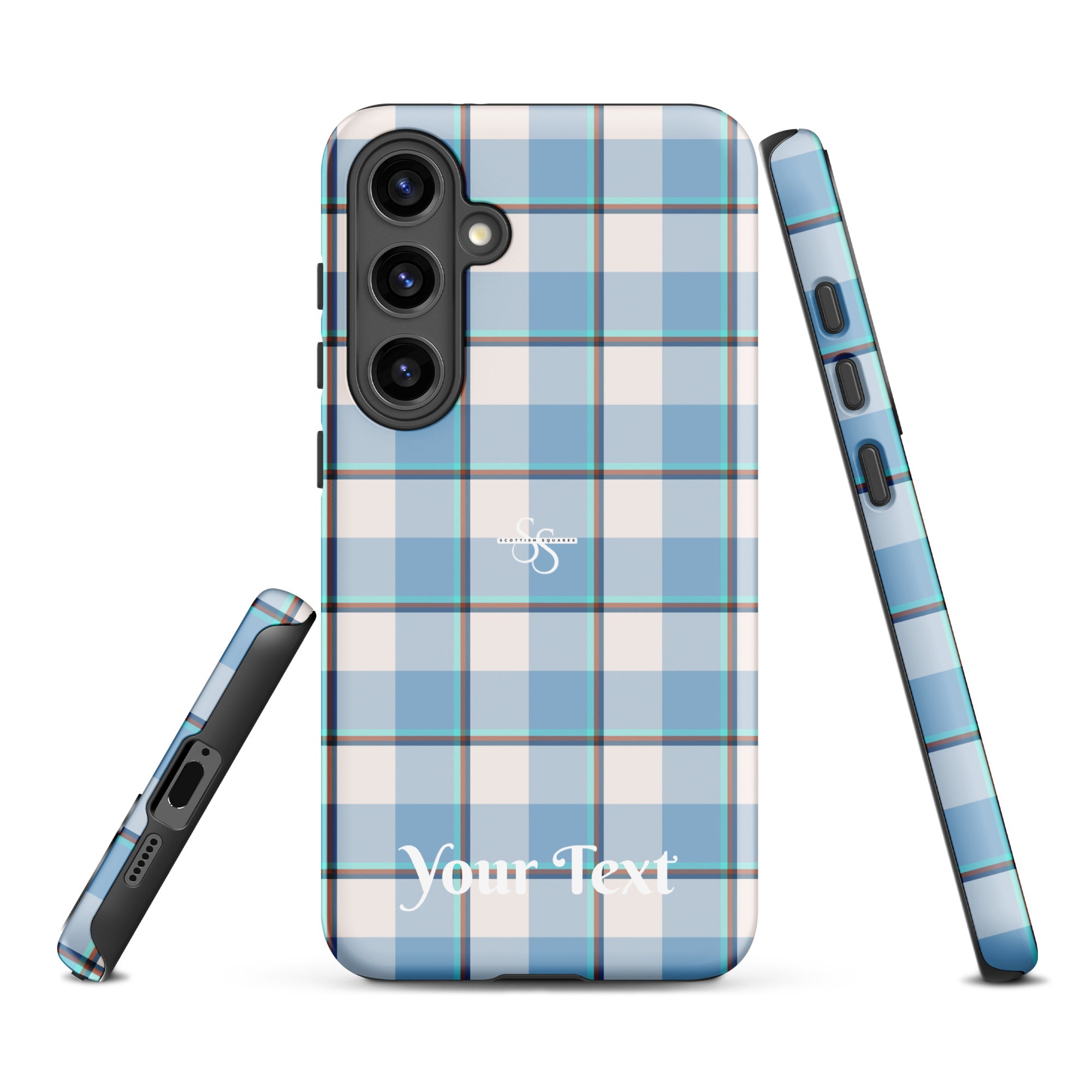 Personalized Pink Cloud and Blue Lagoon Plaid Samsung Tough Case - Scottish Squares