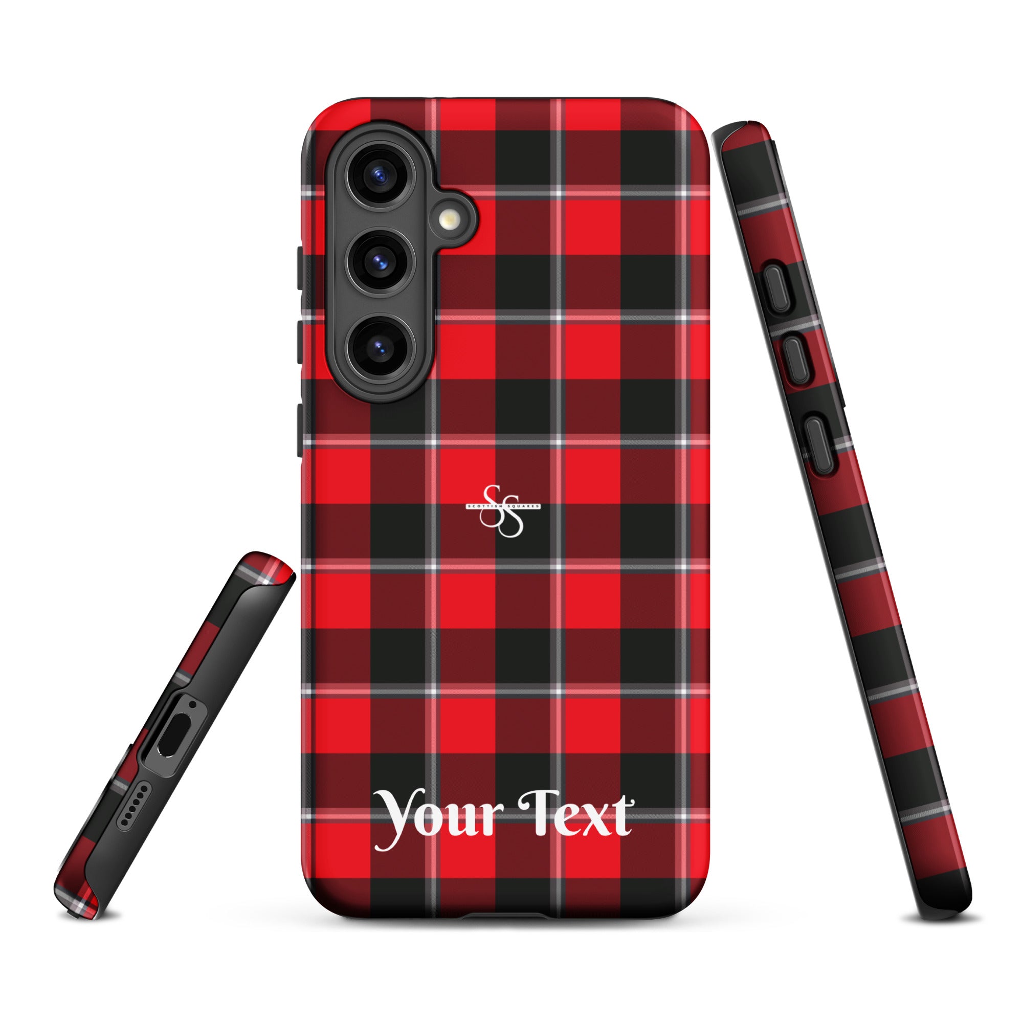 Personalized Red Ribbon and Heavy Metal Plaid Samsung Tough Case - Scottish Squares