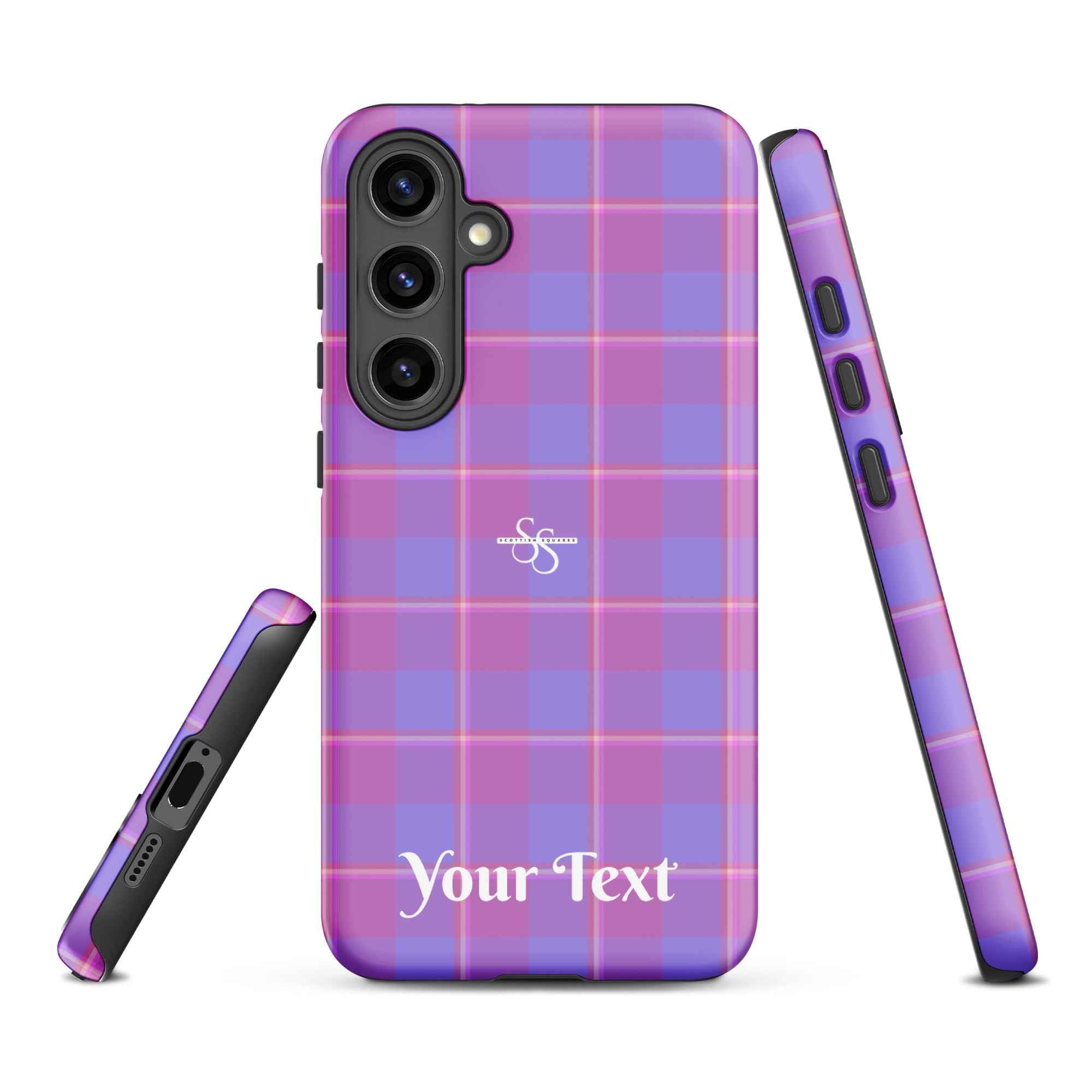 Personalized Viola and Dull Lavender Plaid Samsung Tough Case - Scottish Squares