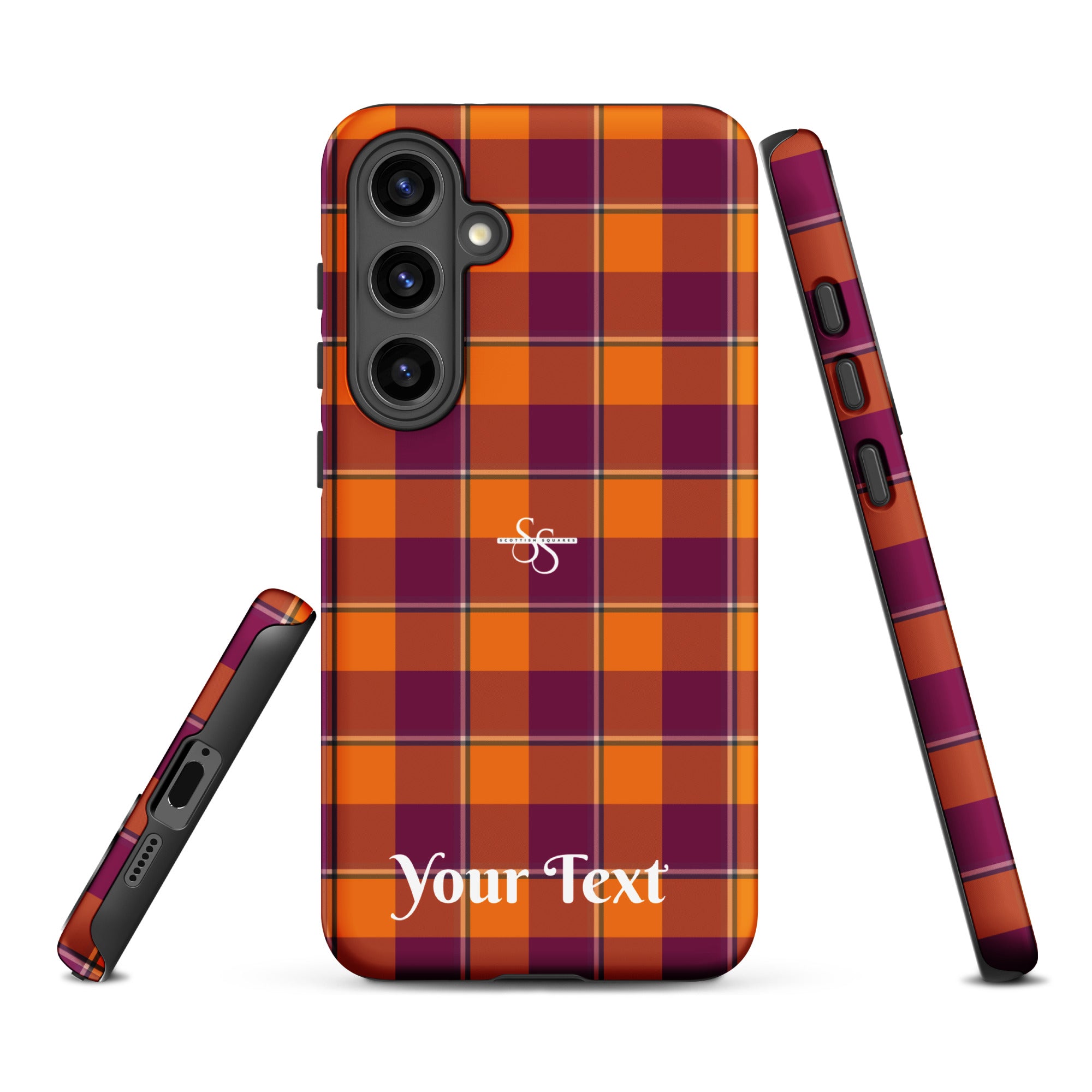 Personalized Tahiti Gold and Rose Bud Cherry Plaid Samsung Tough Case - Scottish Squares