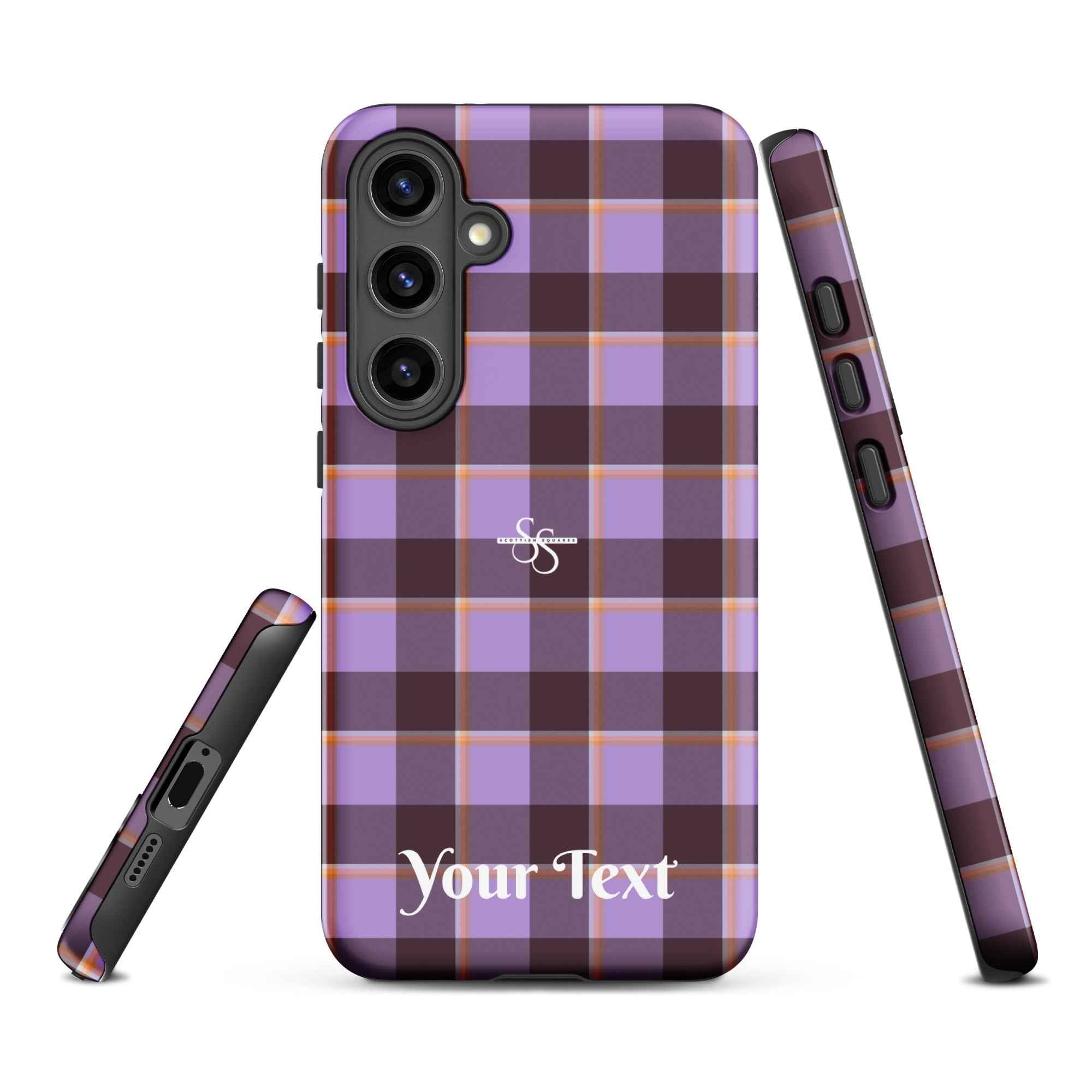 Personalized Light Wisteria and Livid Brown Plaid Samsung Tough Case - Scottish Squares