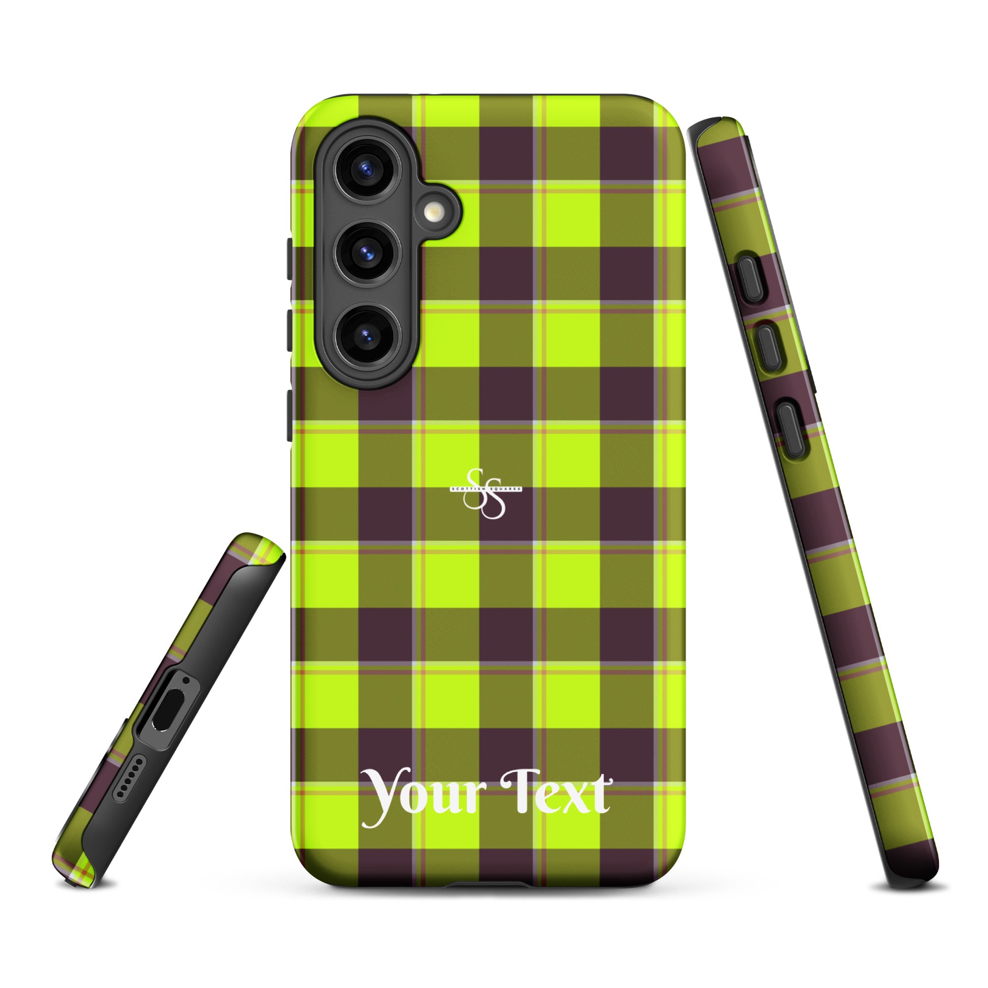Personalized Electric Lime and Livid Brown Plaid Samsung Tough Case - Scottish Squares