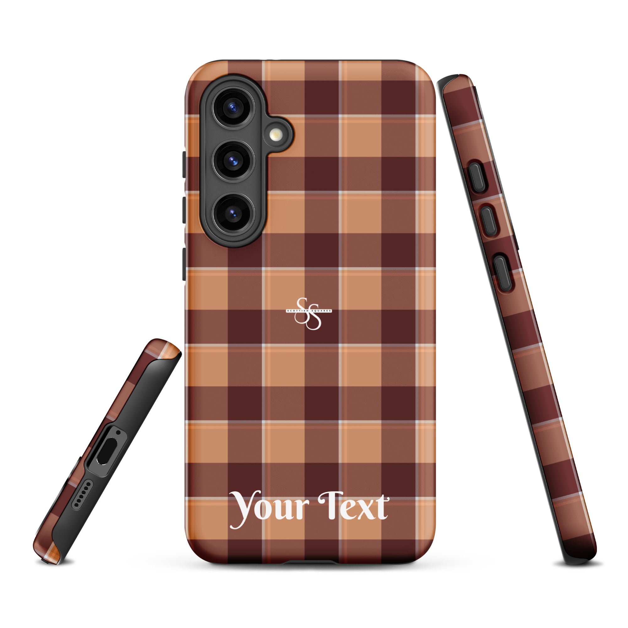 Personalized Whiskey and Livid Brown Plaid Samsung Tough Case - Scottish Squares
