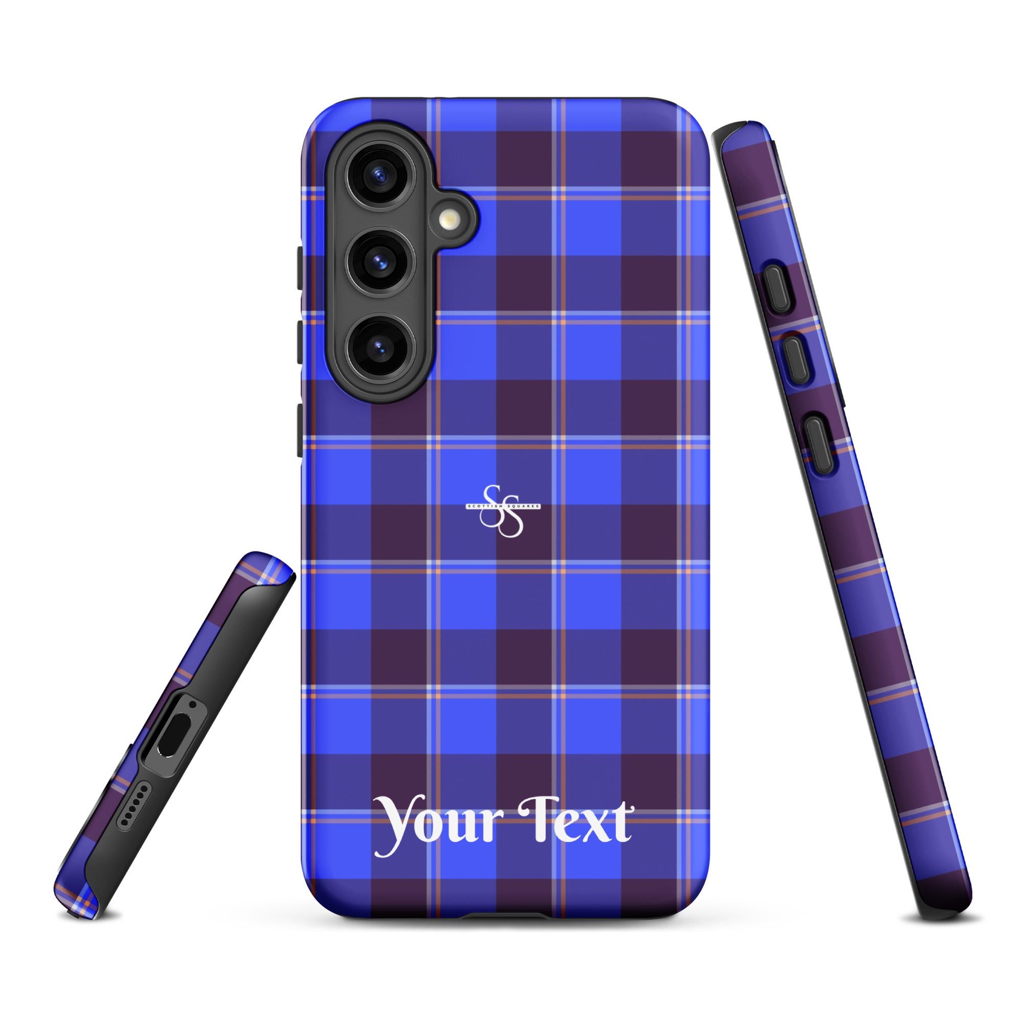 Personalized Cornflower Blue and Livid Brown Plaid Samsung Tough Case - Scottish Squares