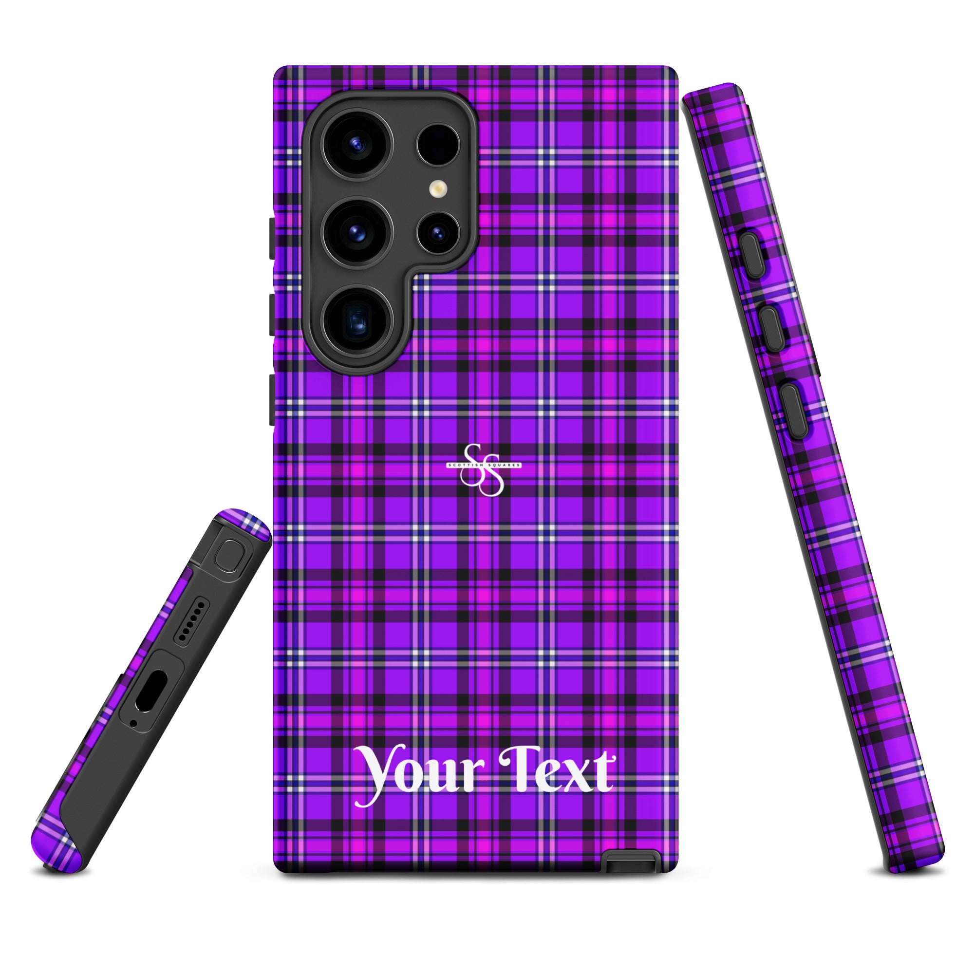 Personalized Electric Violet and Fuchsia Plaid Samsung Tough Case - Scottish Squares