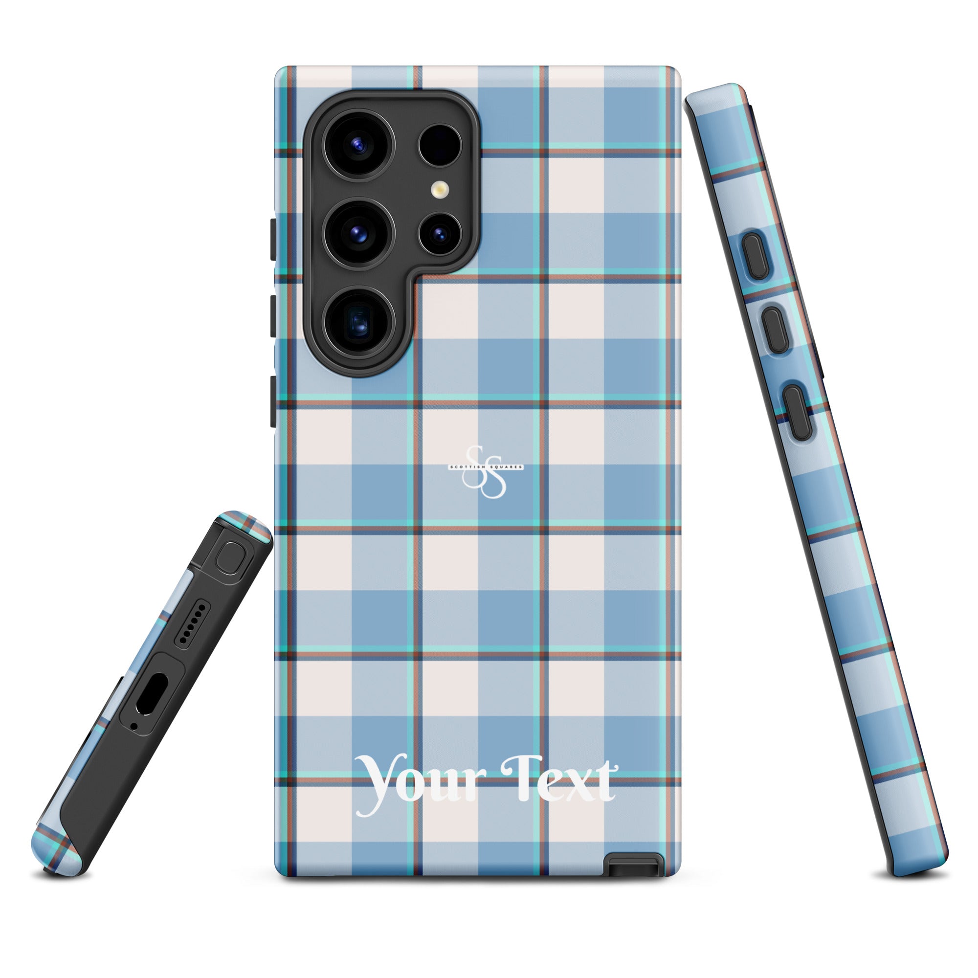 Personalized Pink Cloud and Blue Lagoon Plaid Samsung Tough Case - Scottish Squares