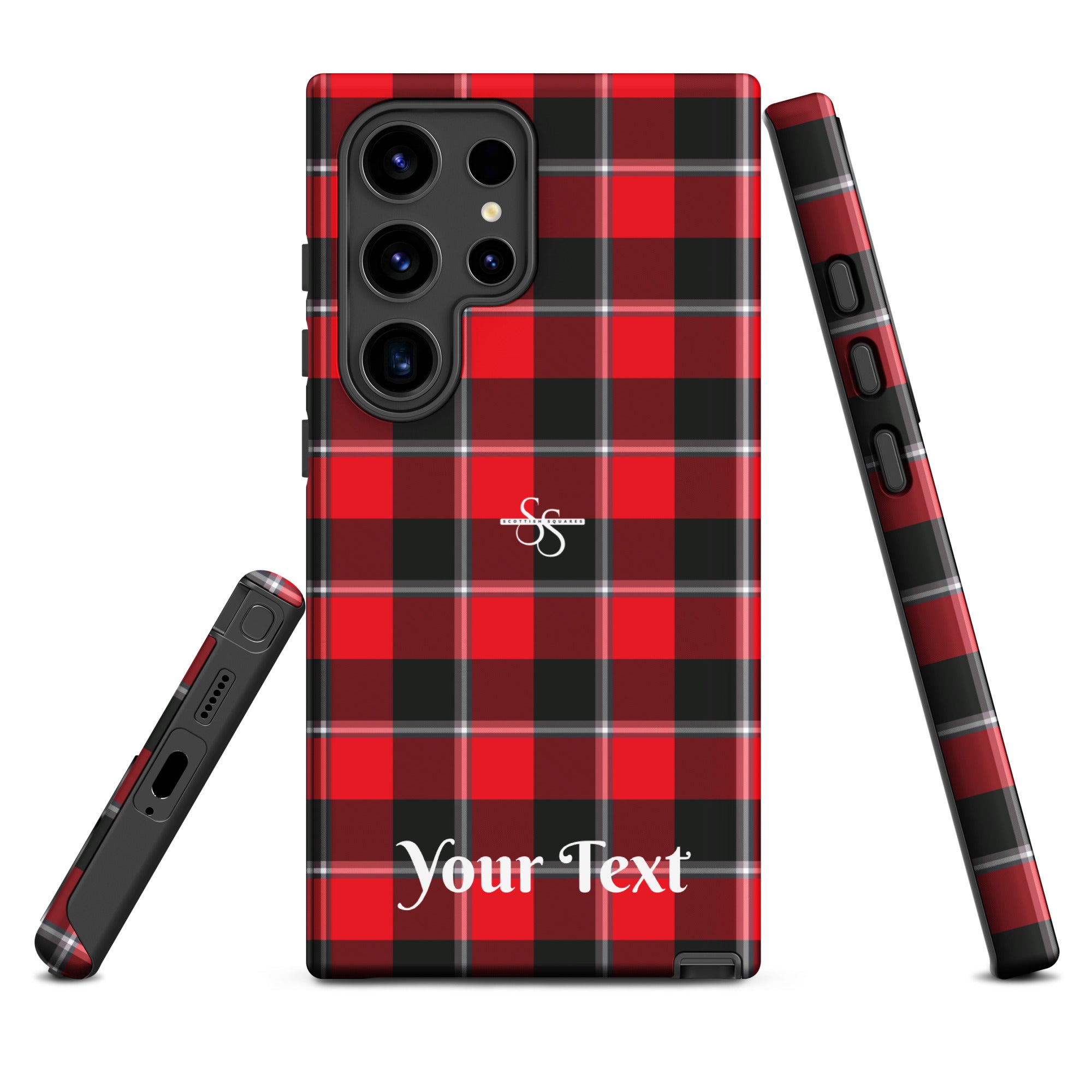 Personalized Red Ribbon and Heavy Metal Plaid Samsung Tough Case - Scottish Squares