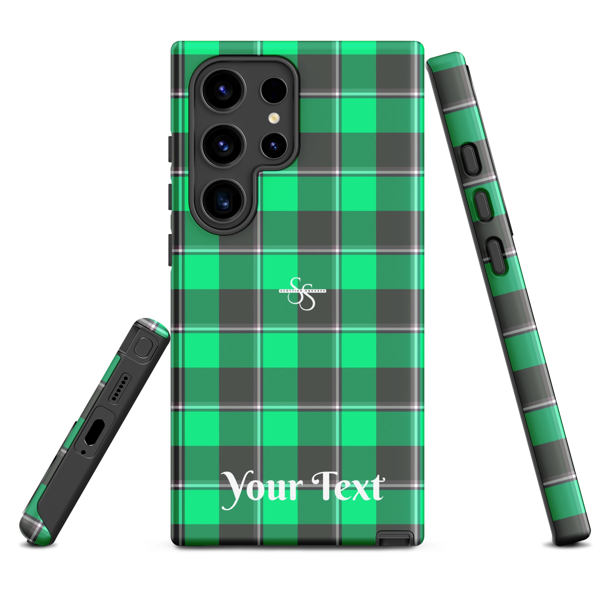 Personalized Spring Green and Finlandia Plaid Samsung Tough Case - Scottish Squares