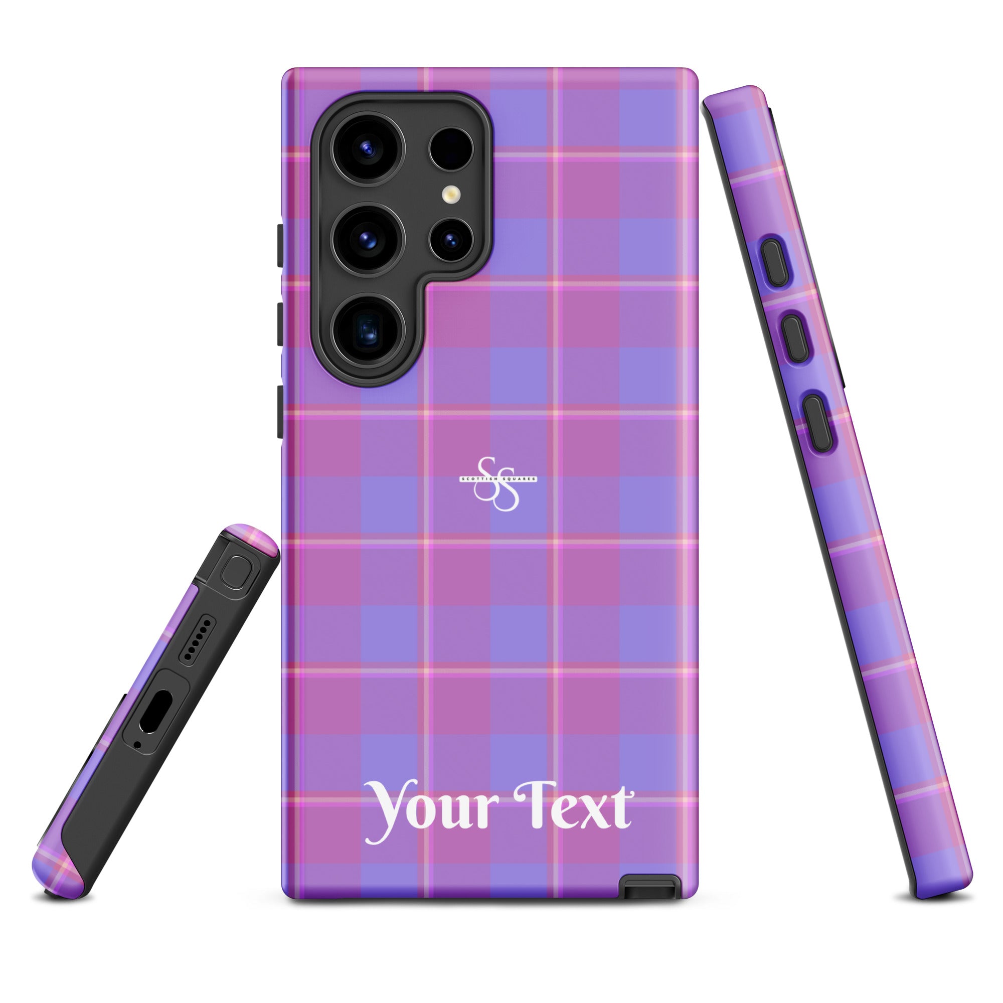 Personalized Viola and Dull Lavender Plaid Samsung Tough Case - Scottish Squares