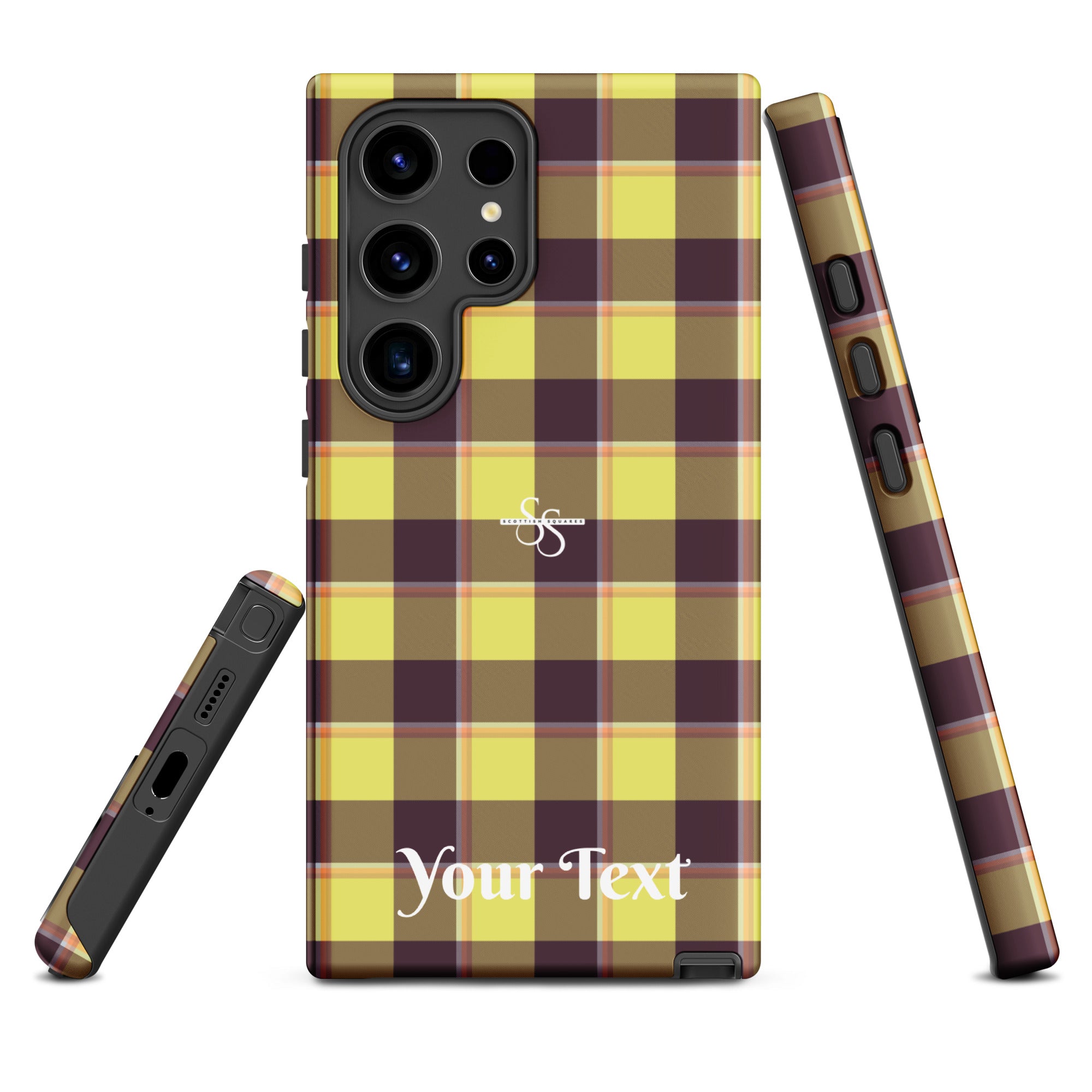 Personalized Flax and Livid Brown Plaid Samsung Tough Case - Scottish Squares