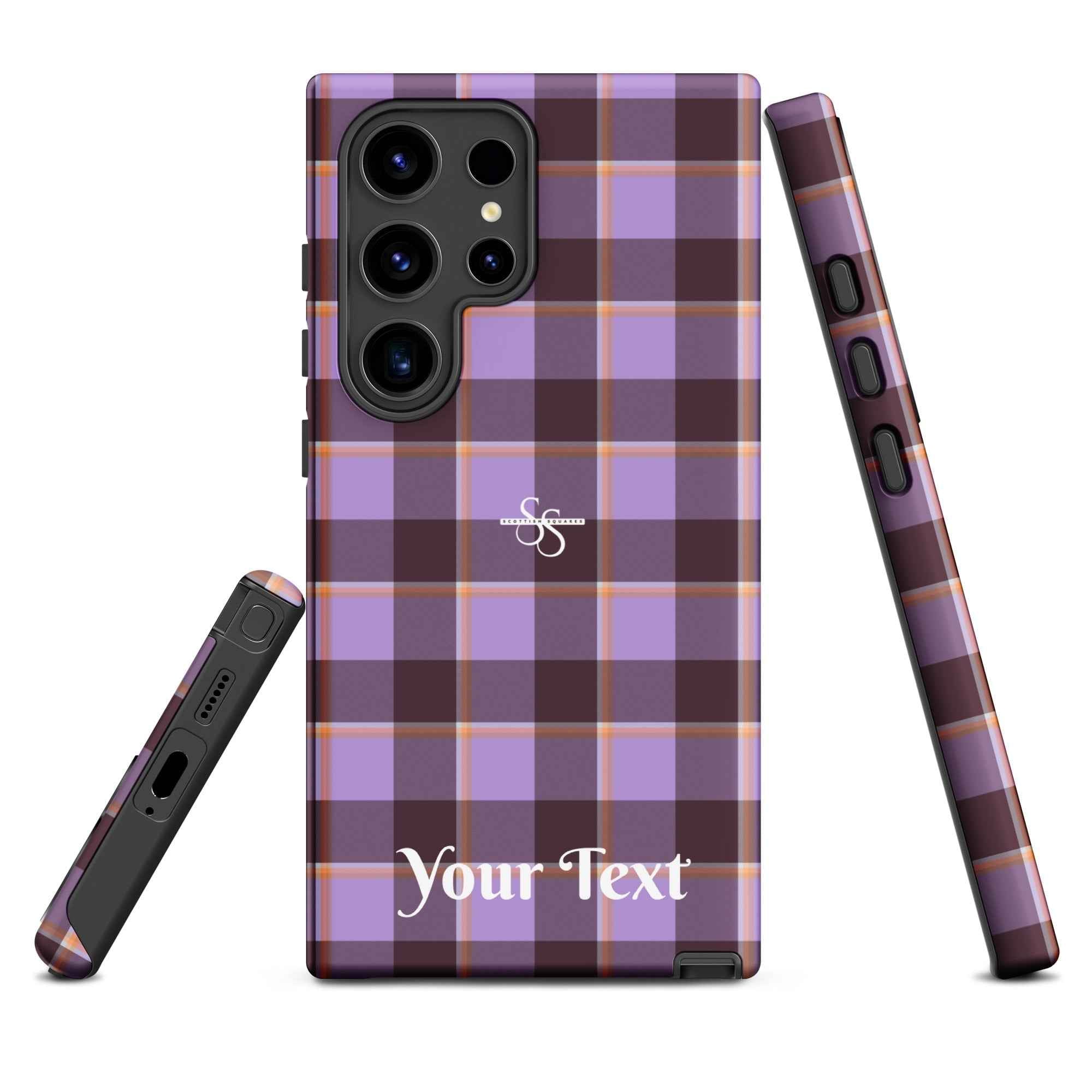 Personalized Light Wisteria and Livid Brown Plaid Samsung Tough Case - Scottish Squares