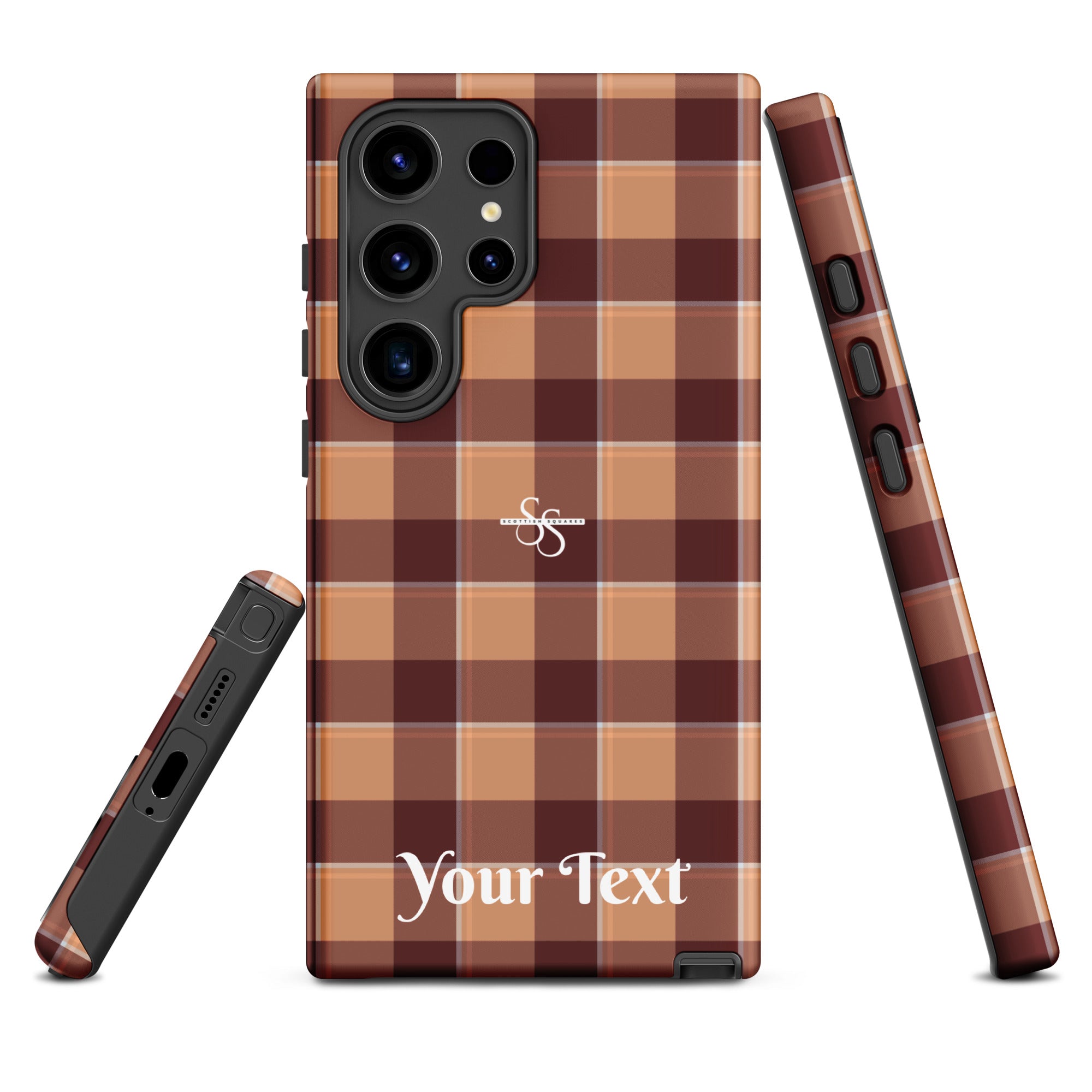 Personalized Whiskey and Livid Brown Plaid Samsung Tough Case - Scottish Squares