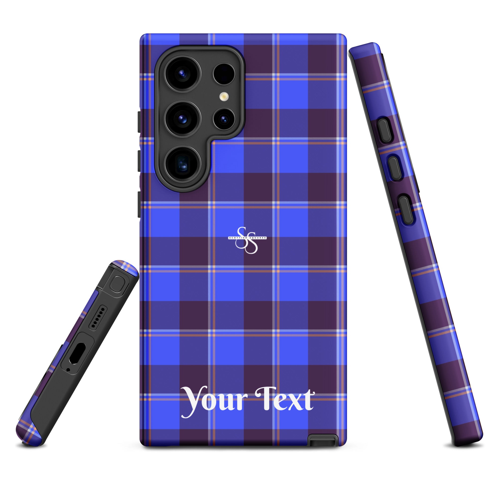 Personalized Cornflower Blue and Livid Brown Plaid Samsung Tough Case - Scottish Squares