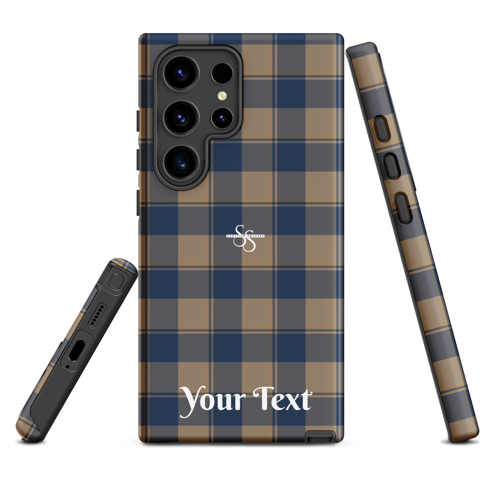 Personalized Cello and Donkey Brown Plaid Samsung Tough Case - Scottish Squares