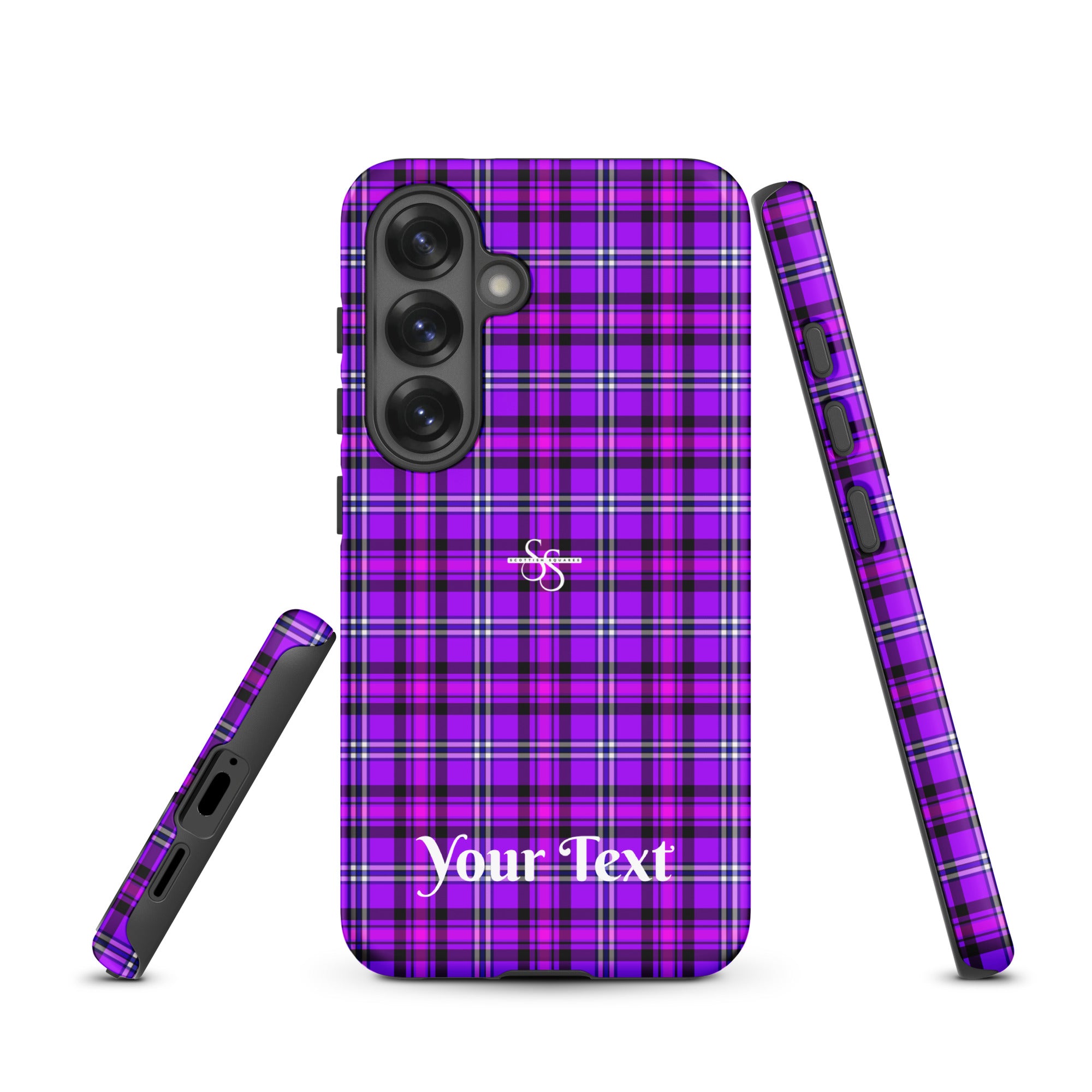 Personalized Electric Violet and Fuchsia Plaid Samsung Tough Case - Scottish Squares