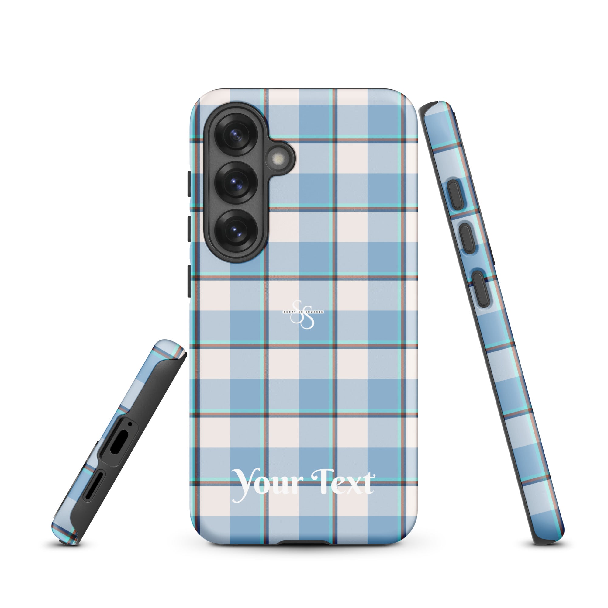 Personalized Pink Cloud and Blue Lagoon Plaid Samsung Tough Case - Scottish Squares