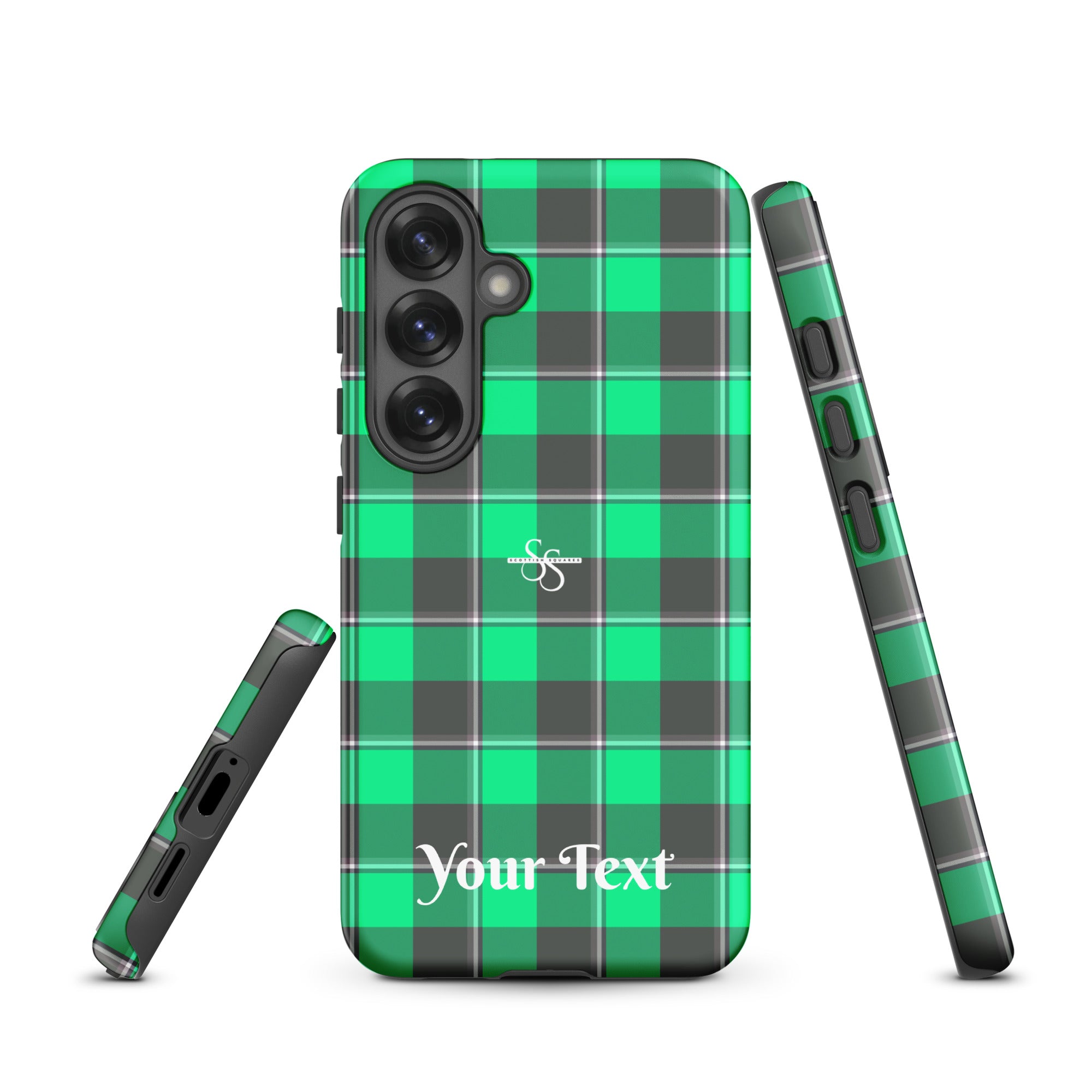 Personalized Spring Green and Finlandia Plaid Samsung Tough Case - Scottish Squares