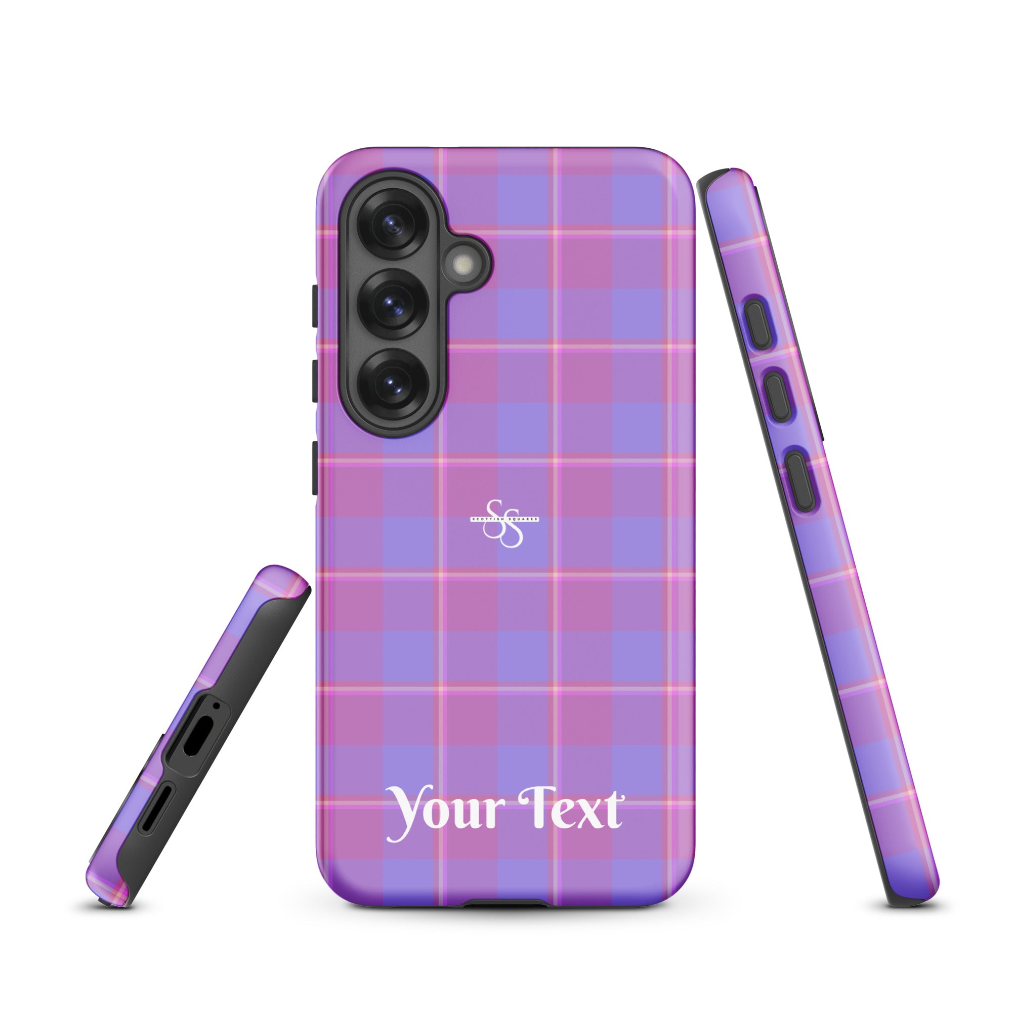 Personalized Viola and Dull Lavender Plaid Samsung Tough Case - Scottish Squares