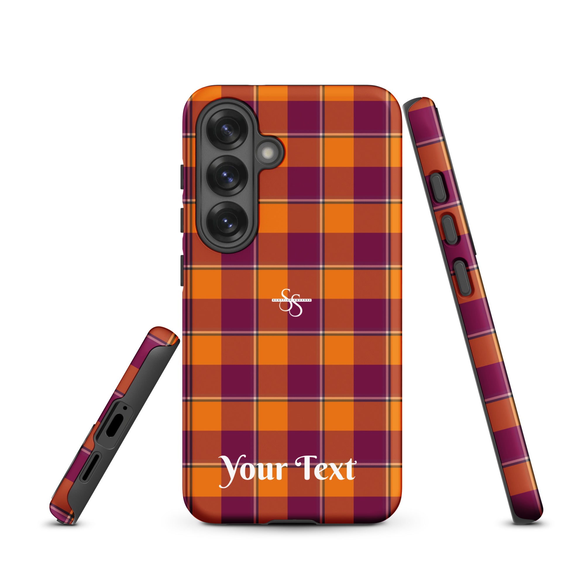Personalized Tahiti Gold and Rose Bud Cherry Plaid Samsung Tough Case - Scottish Squares