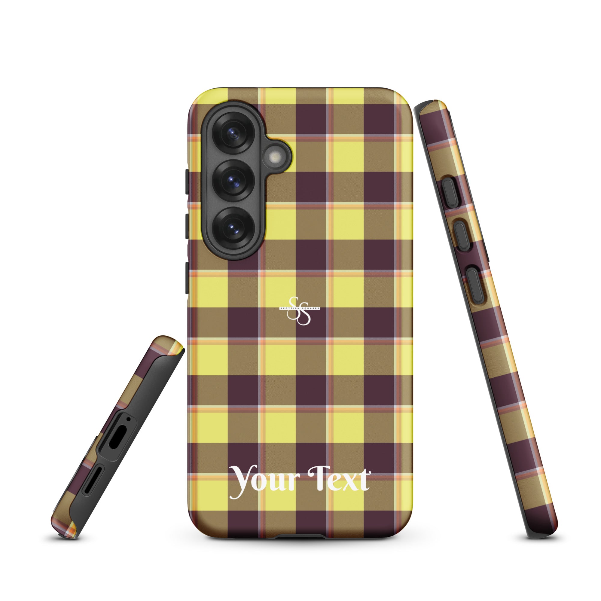 Personalized Flax and Livid Brown Plaid Samsung Tough Case - Scottish Squares