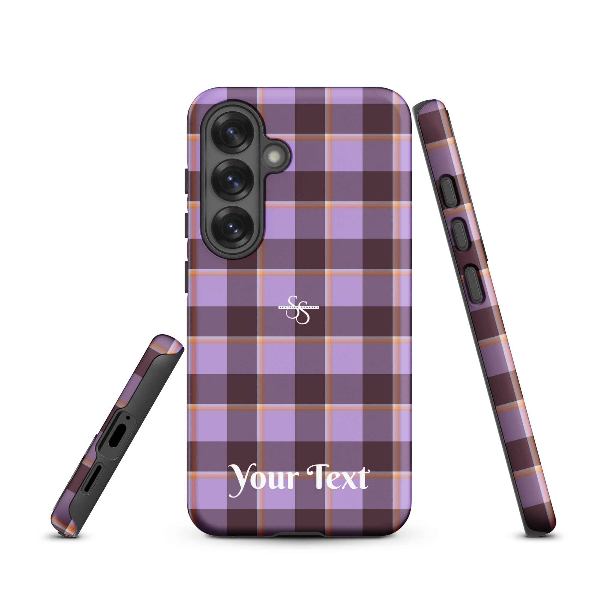 Personalized Light Wisteria and Livid Brown Plaid Samsung Tough Case - Scottish Squares