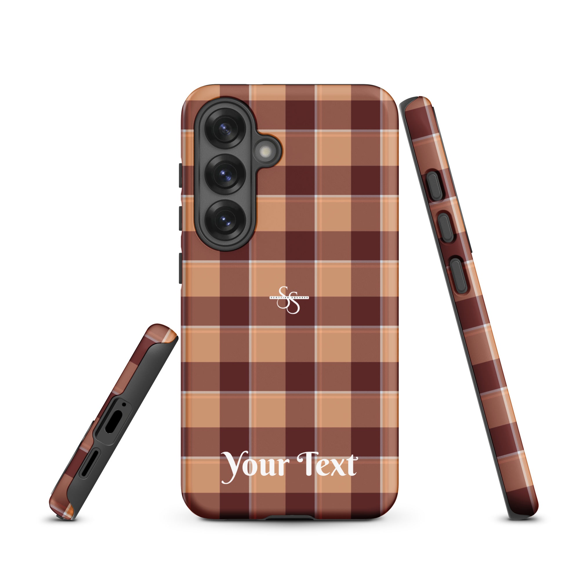 Personalized Whiskey and Livid Brown Plaid Samsung Tough Case - Scottish Squares