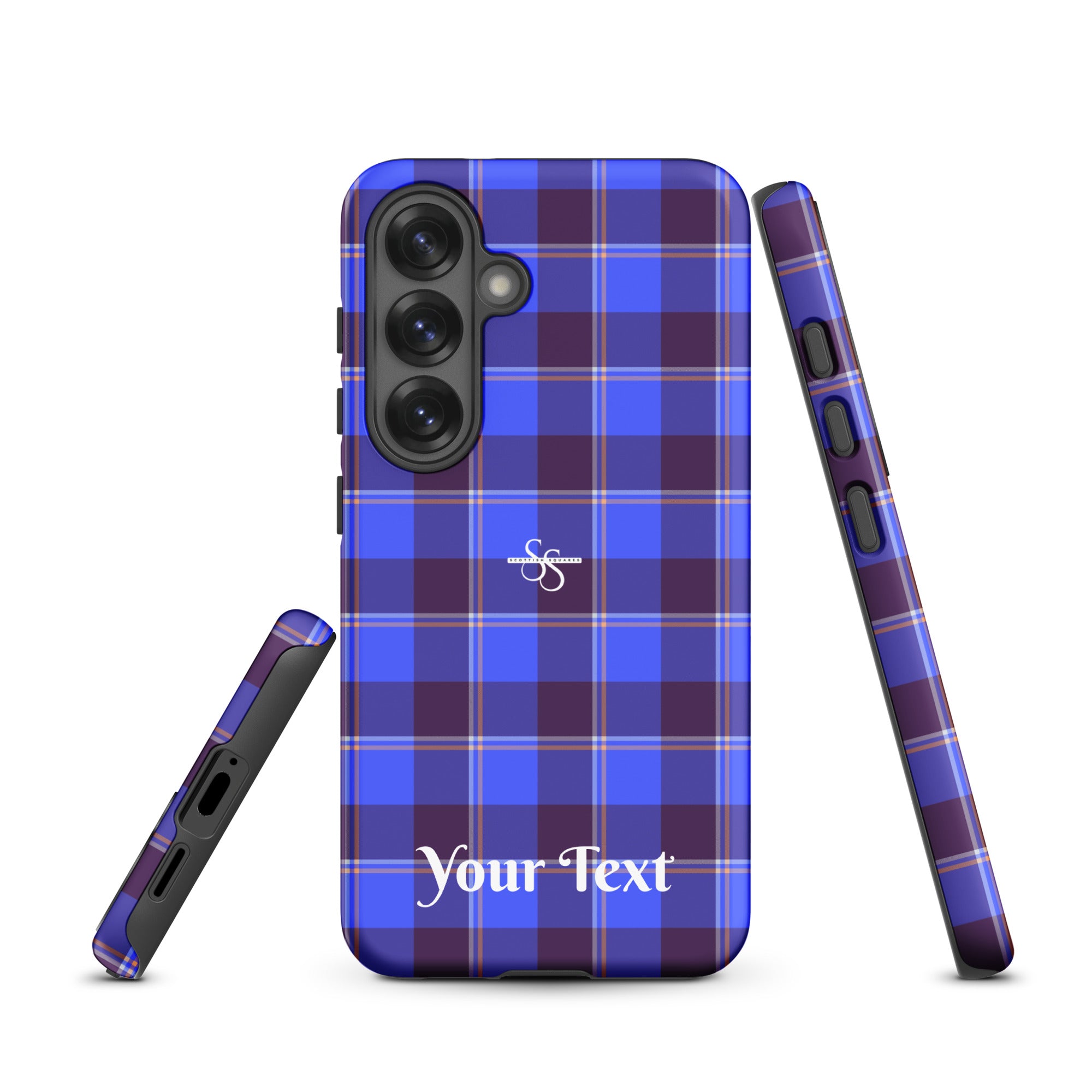 Personalized Cornflower Blue and Livid Brown Plaid Samsung Tough Case - Scottish Squares