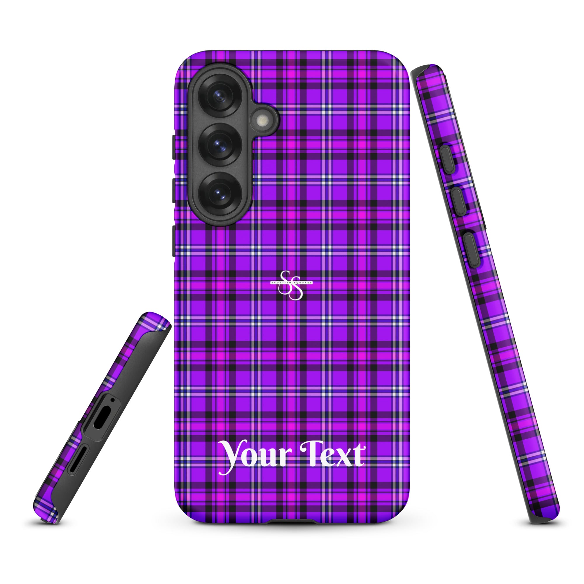 Personalized Electric Violet and Fuchsia Plaid Samsung Tough Case - Scottish Squares