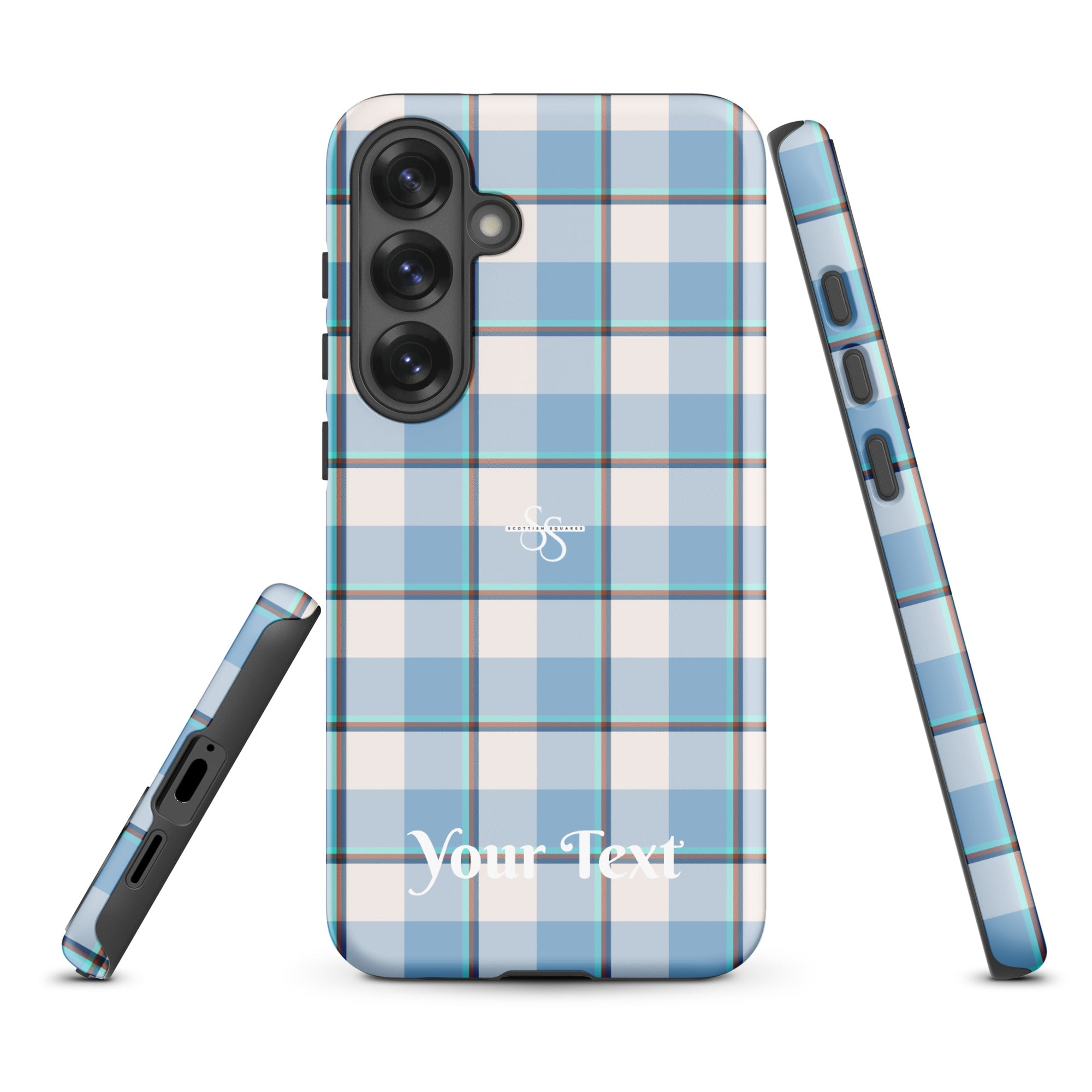 Personalized Pink Cloud and Blue Lagoon Plaid Samsung Tough Case - Scottish Squares
