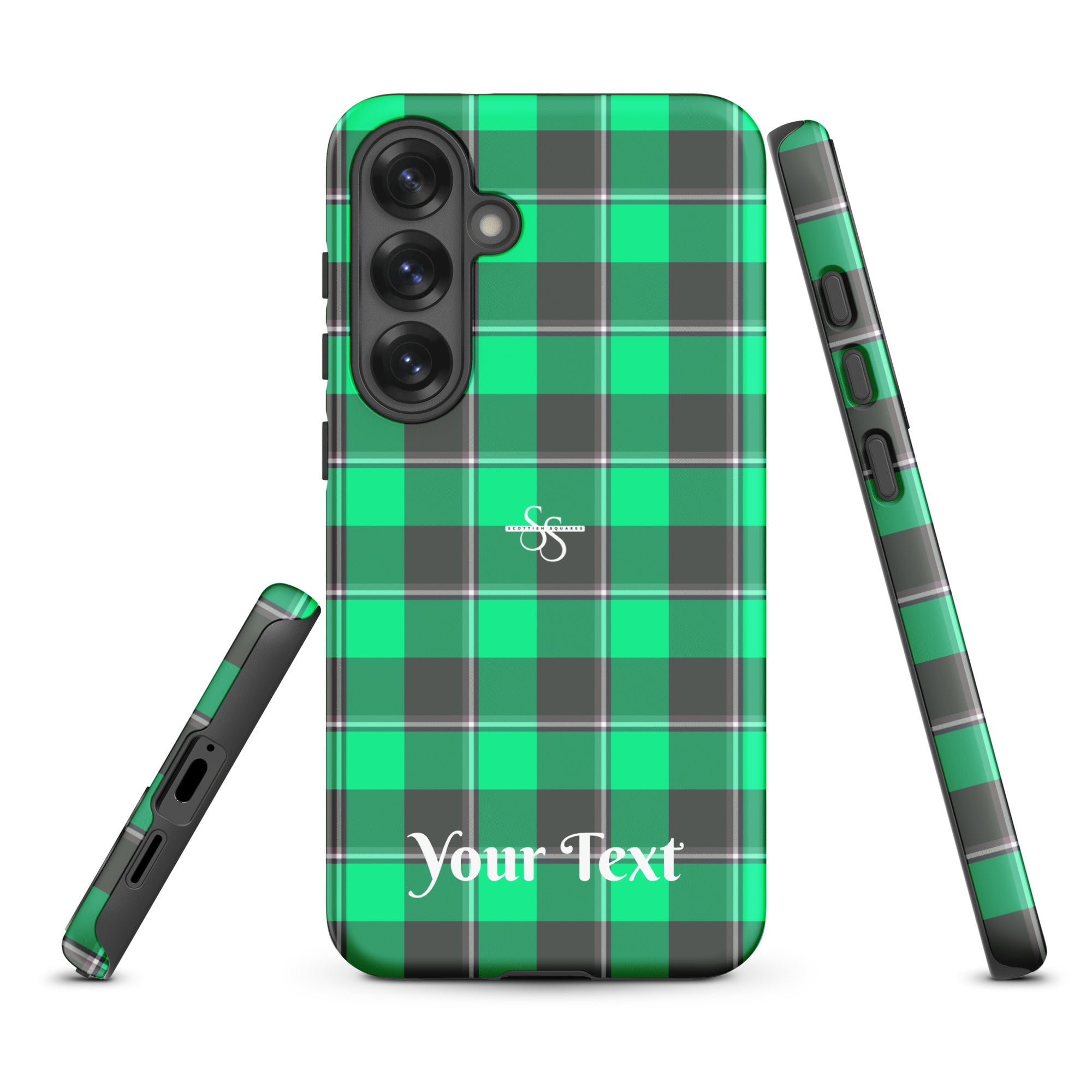 Personalized Spring Green and Finlandia Plaid Samsung Tough Case - Scottish Squares