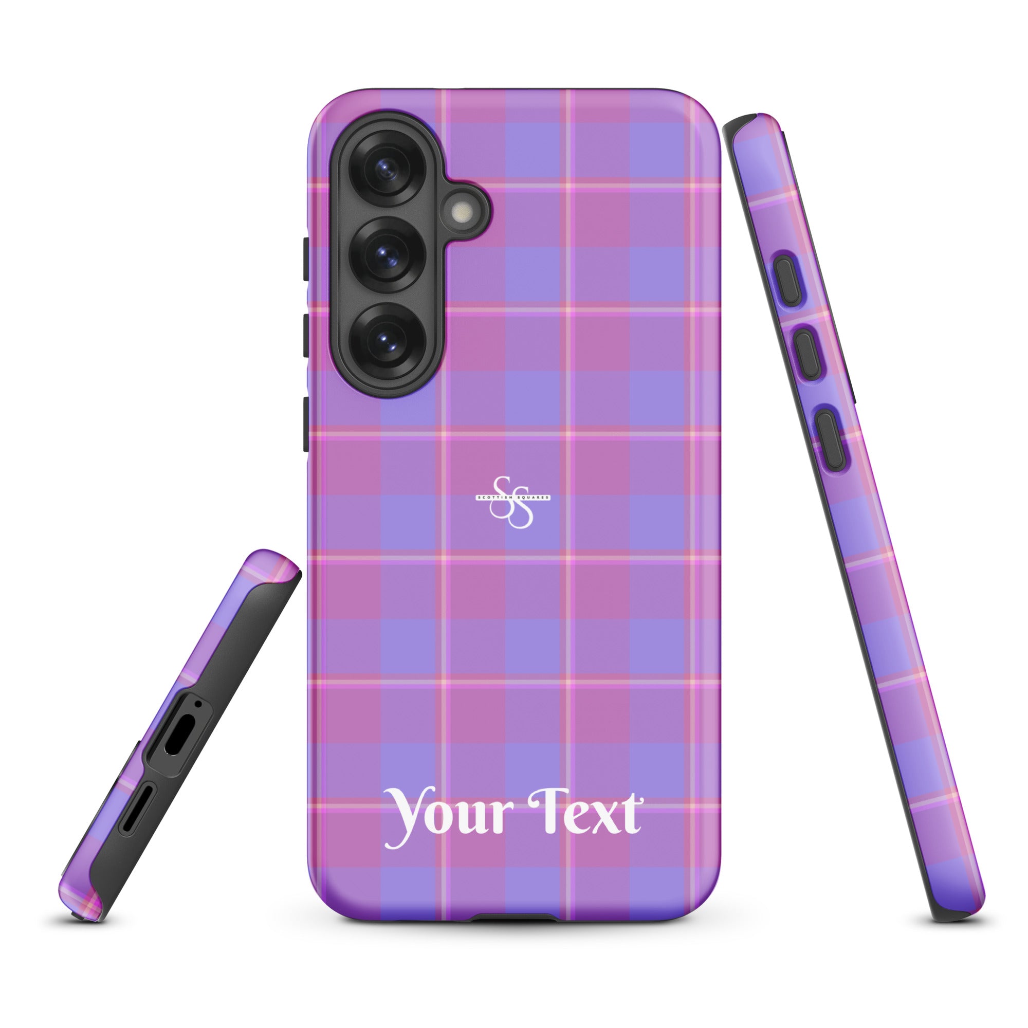Personalized Viola and Dull Lavender Plaid Samsung Tough Case - Scottish Squares