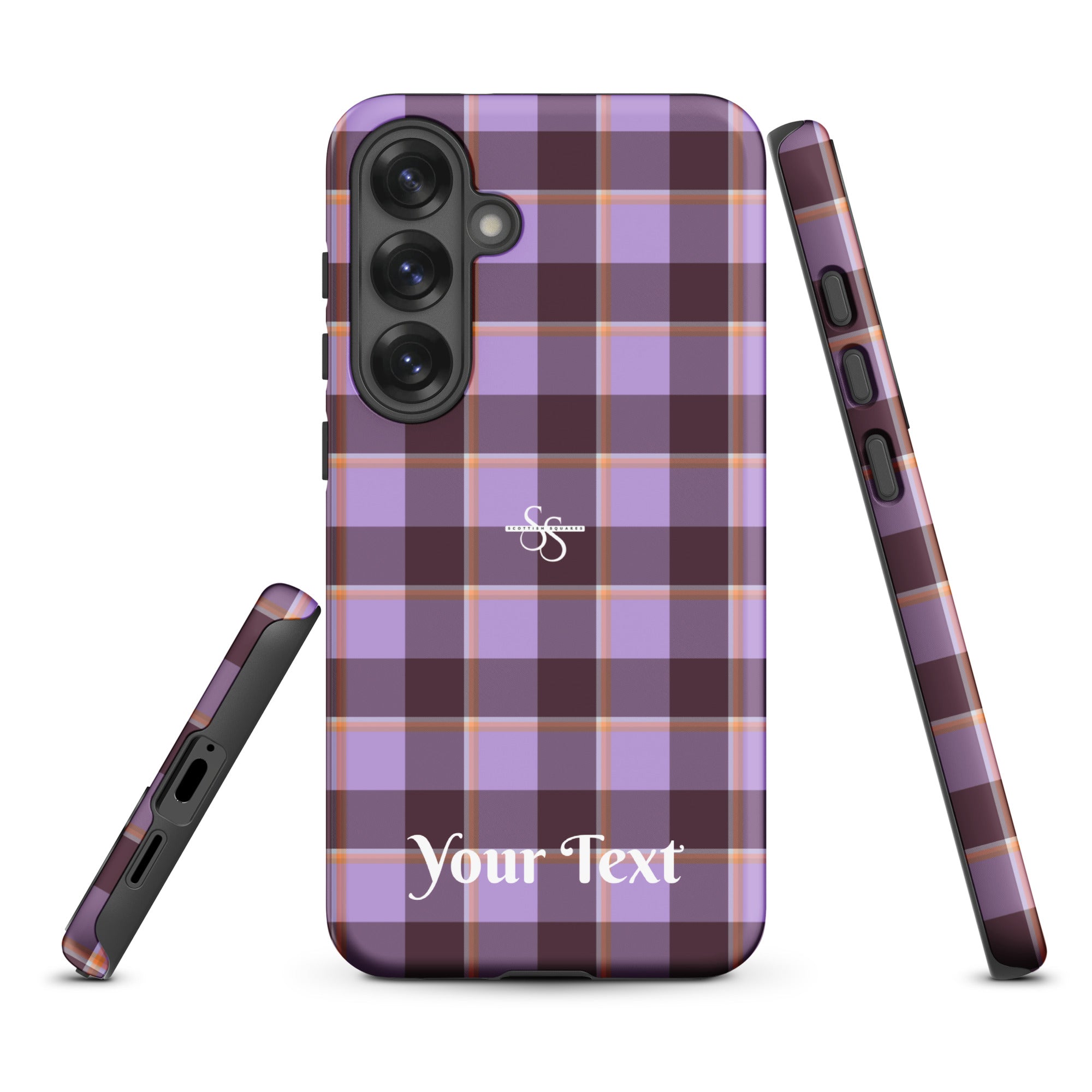 Personalized Light Wisteria and Livid Brown Plaid Samsung Tough Case - Scottish Squares