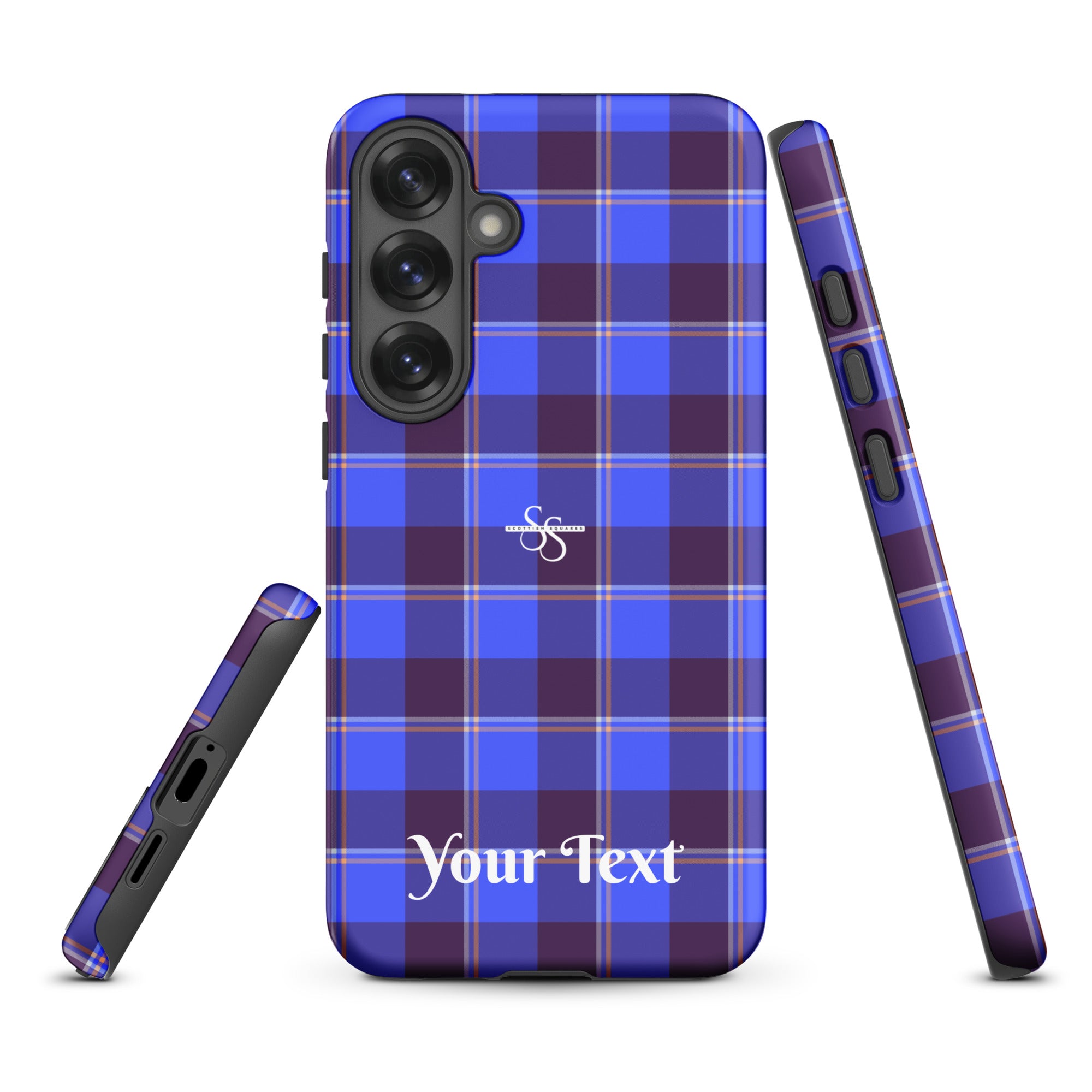 Personalized Cornflower Blue and Livid Brown Plaid Samsung Tough Case - Scottish Squares