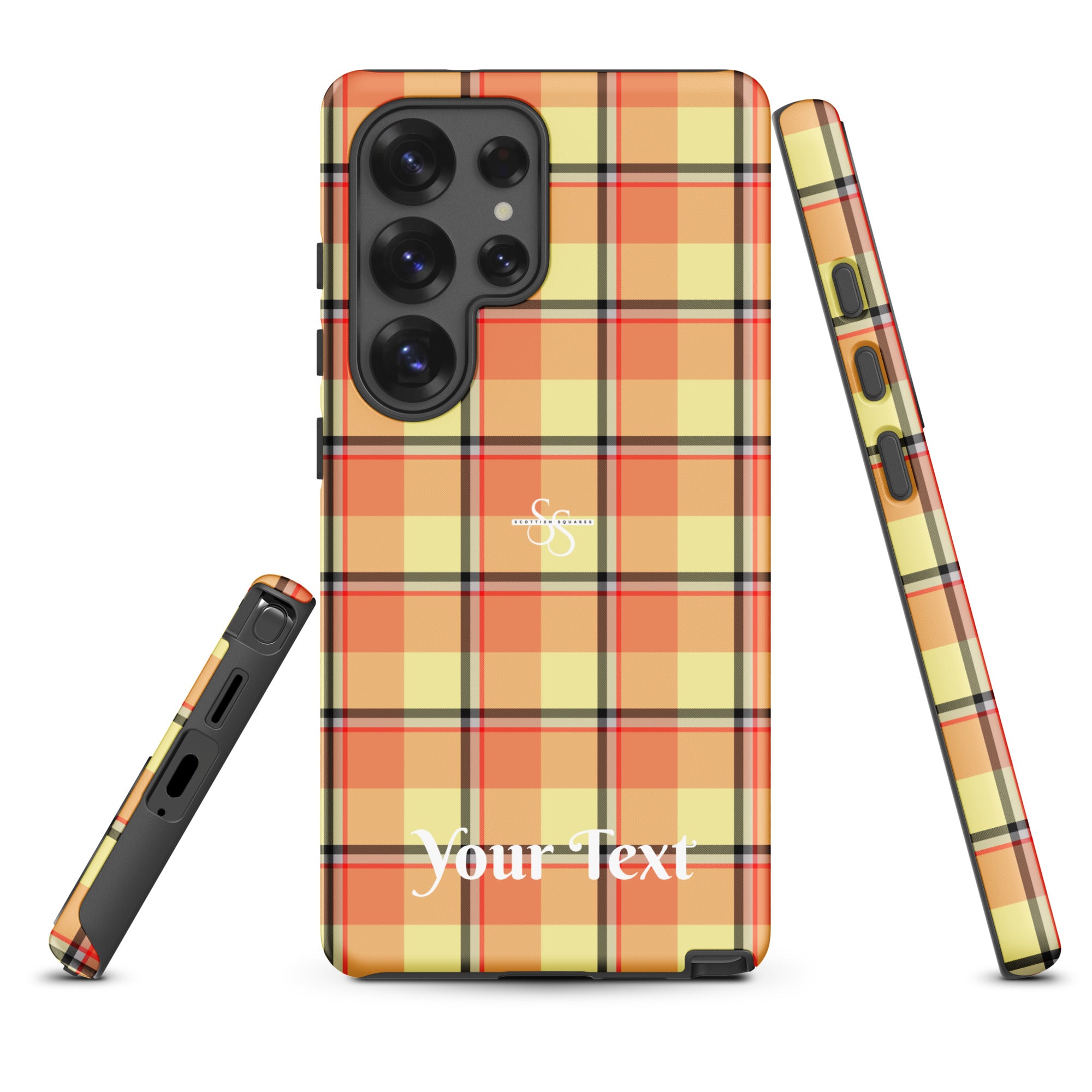 Personalized Claystone and Morning Mist Plaid Samsung Tough Case - Scottish Squares