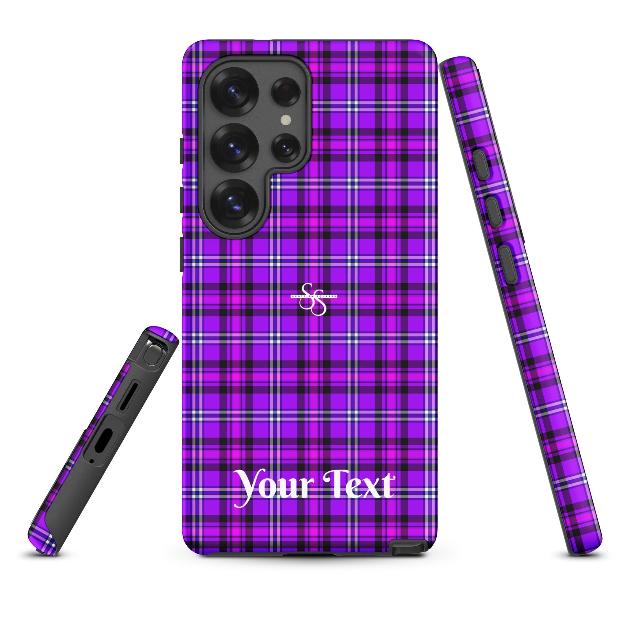 Personalized Electric Violet and Fuchsia Plaid Samsung Tough Case - Scottish Squares