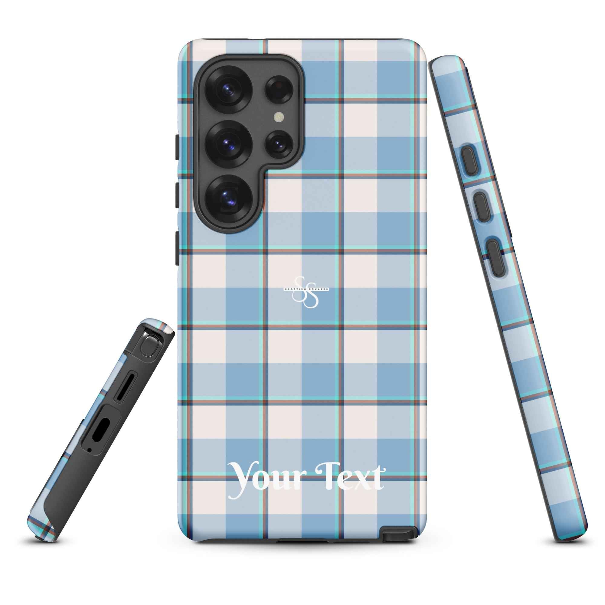 Personalized Pink Cloud and Blue Lagoon Plaid Samsung Tough Case - Scottish Squares