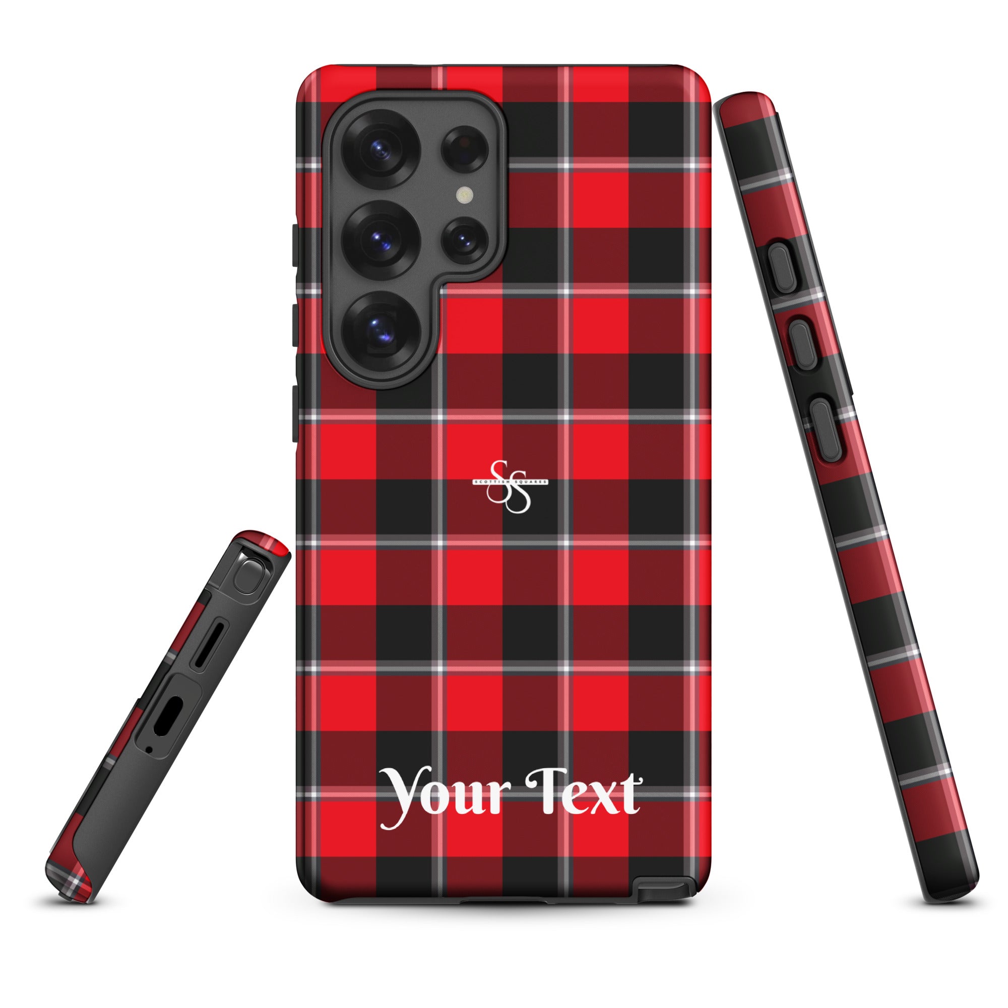 Personalized Red Ribbon and Heavy Metal Plaid Samsung Tough Case - Scottish Squares