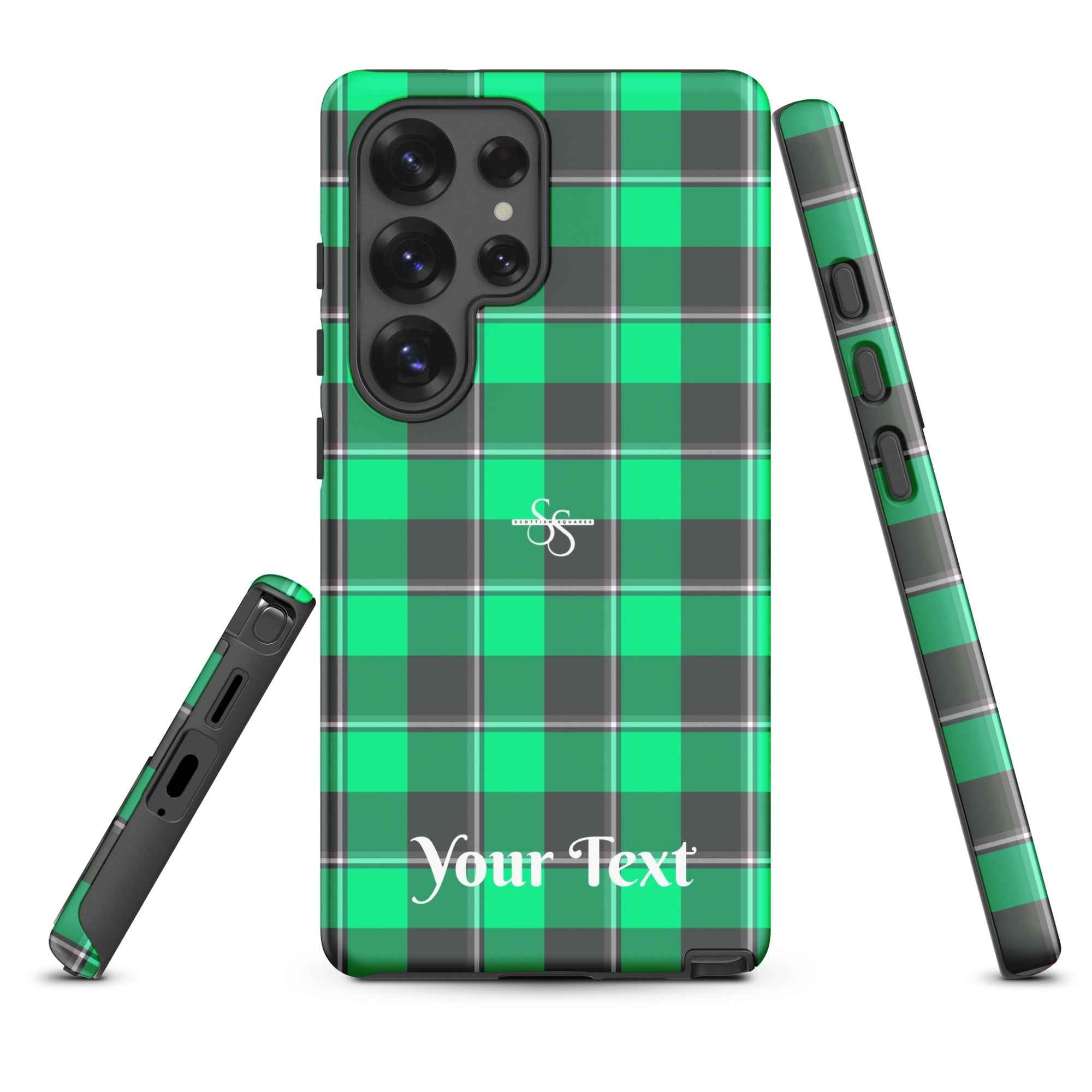 Personalized Spring Green and Finlandia Plaid Samsung Tough Case - Scottish Squares